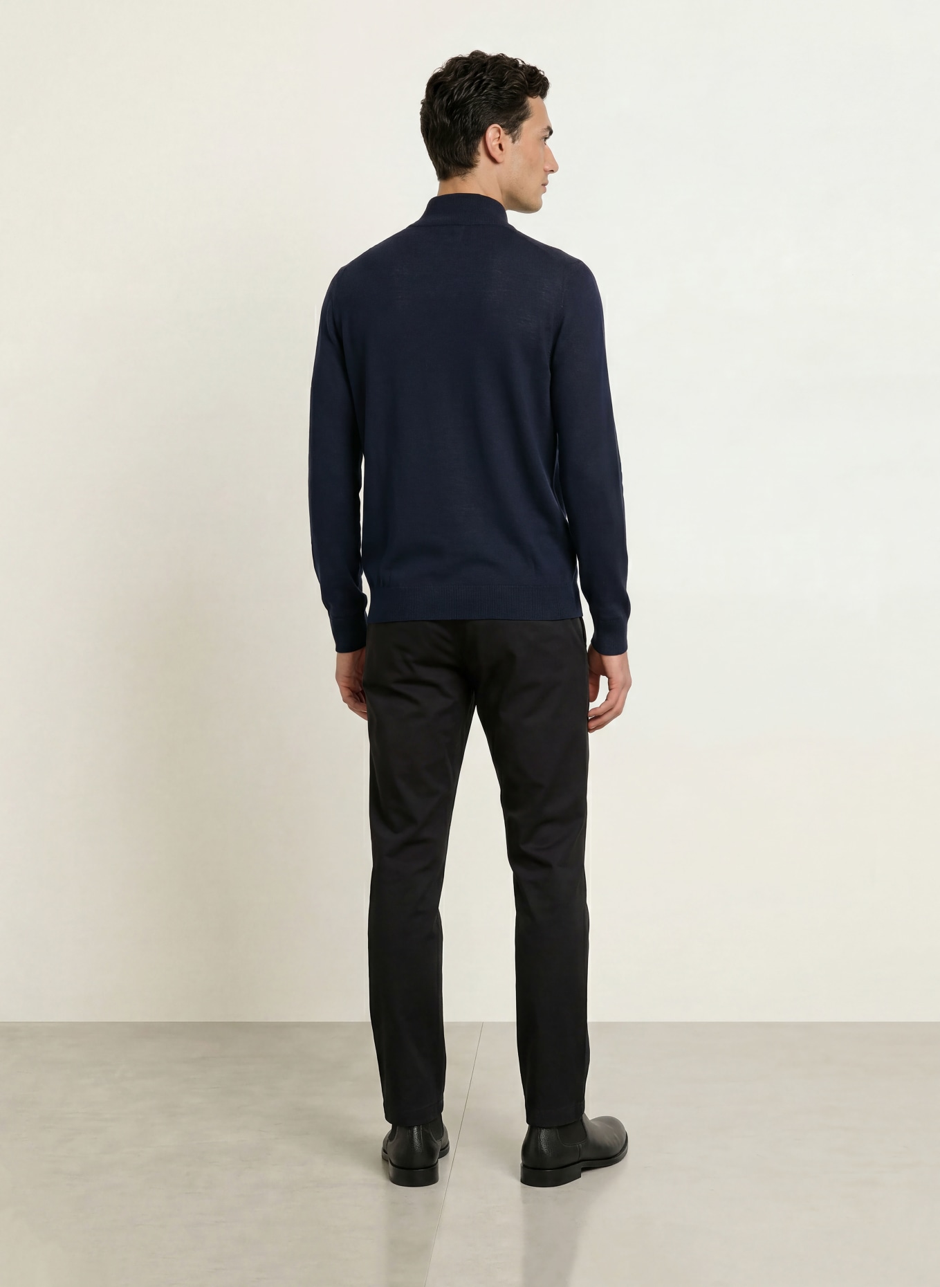 STROKESMAN'S Merino wool pullover: DARK BLUE