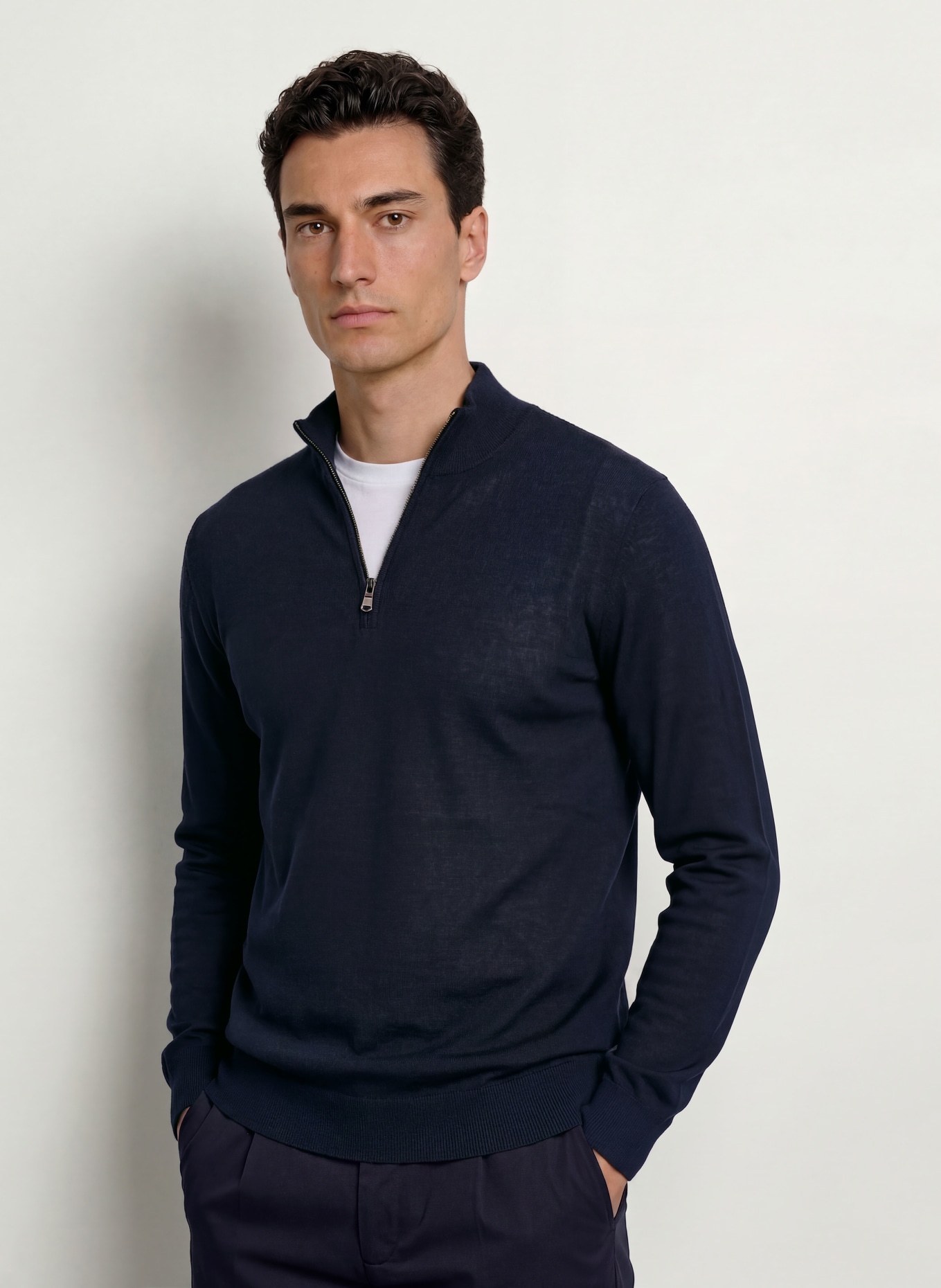 STROKESMAN'S Merino wool pullover: DARK BLUE