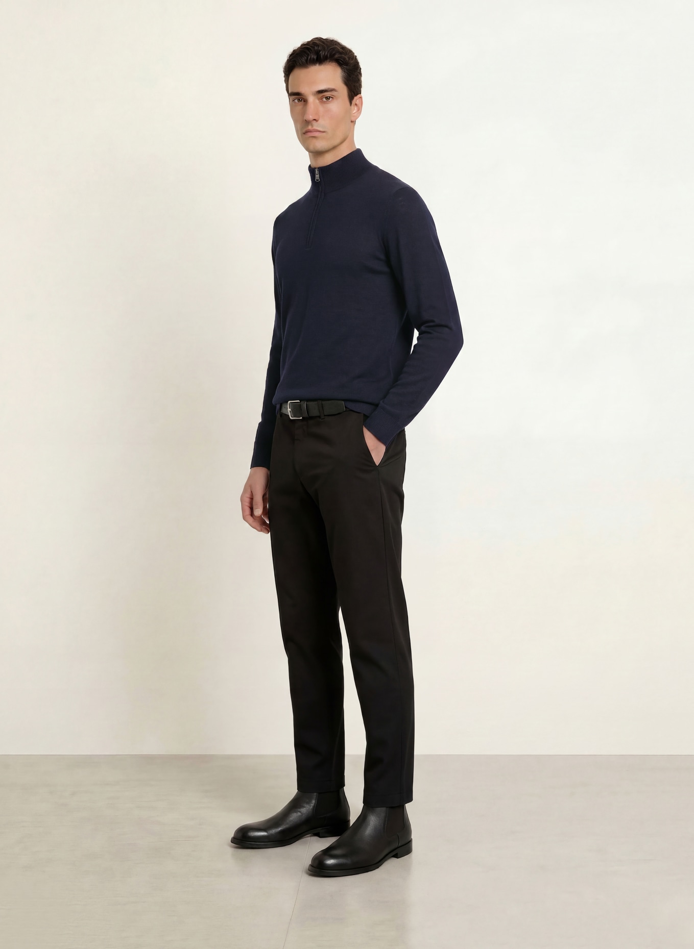 STROKESMAN'S Merino wool pullover: DARK BLUE