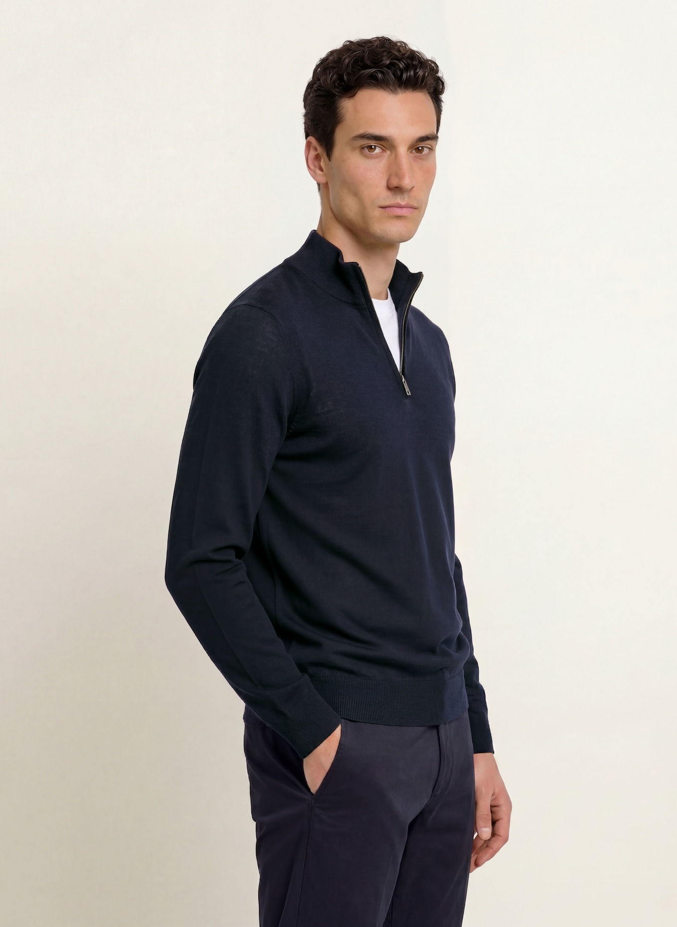 STROKESMAN'S Merino wool pullover: DARK BLUE