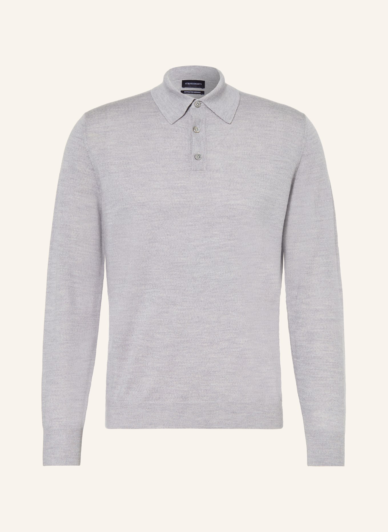 STROKESMAN'S Strick-Poloshirt aus Merinowolle: HELLGRAU