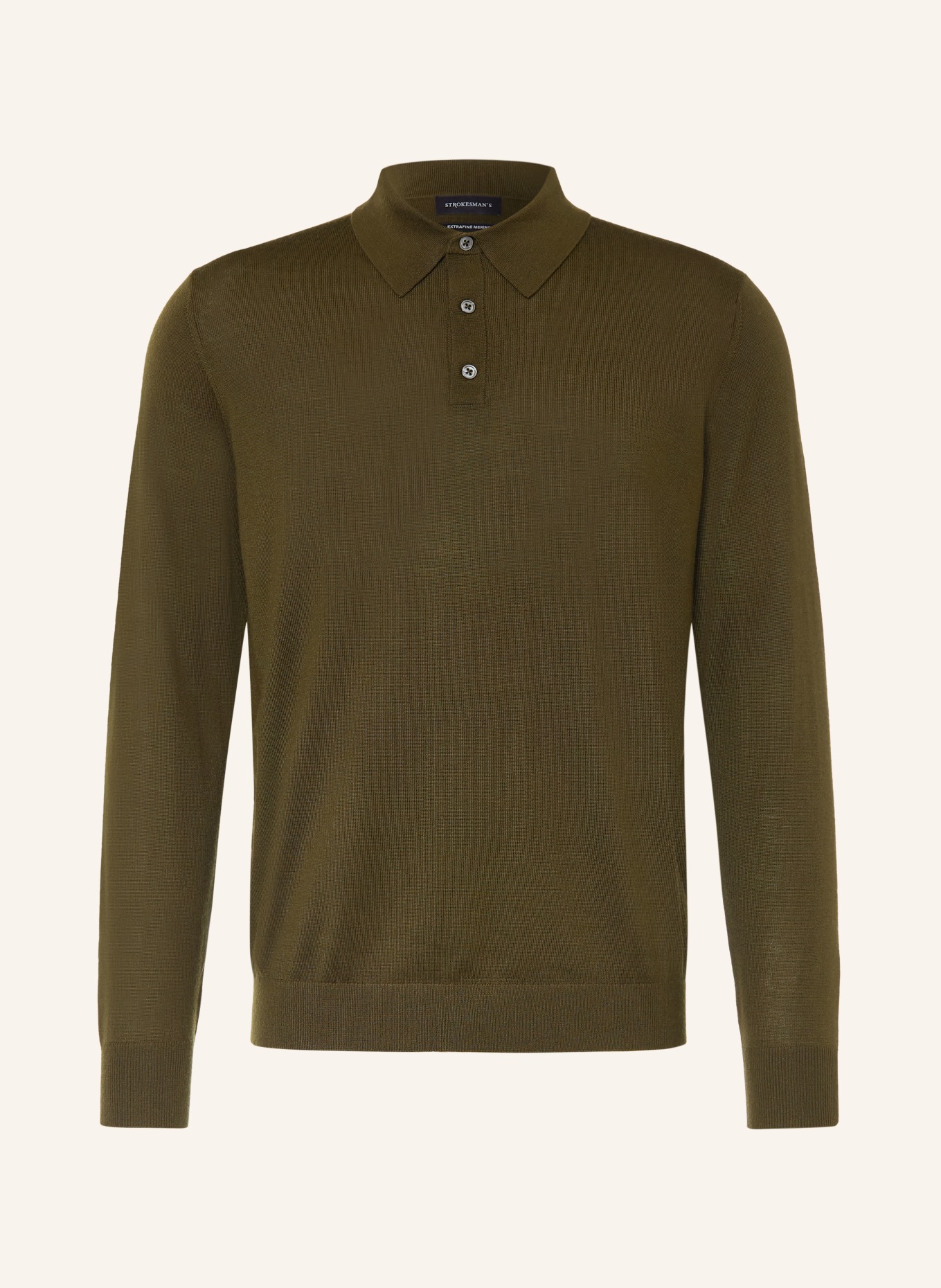 STROKESMAN'S Merinowool knit polo shirt: OLIVE