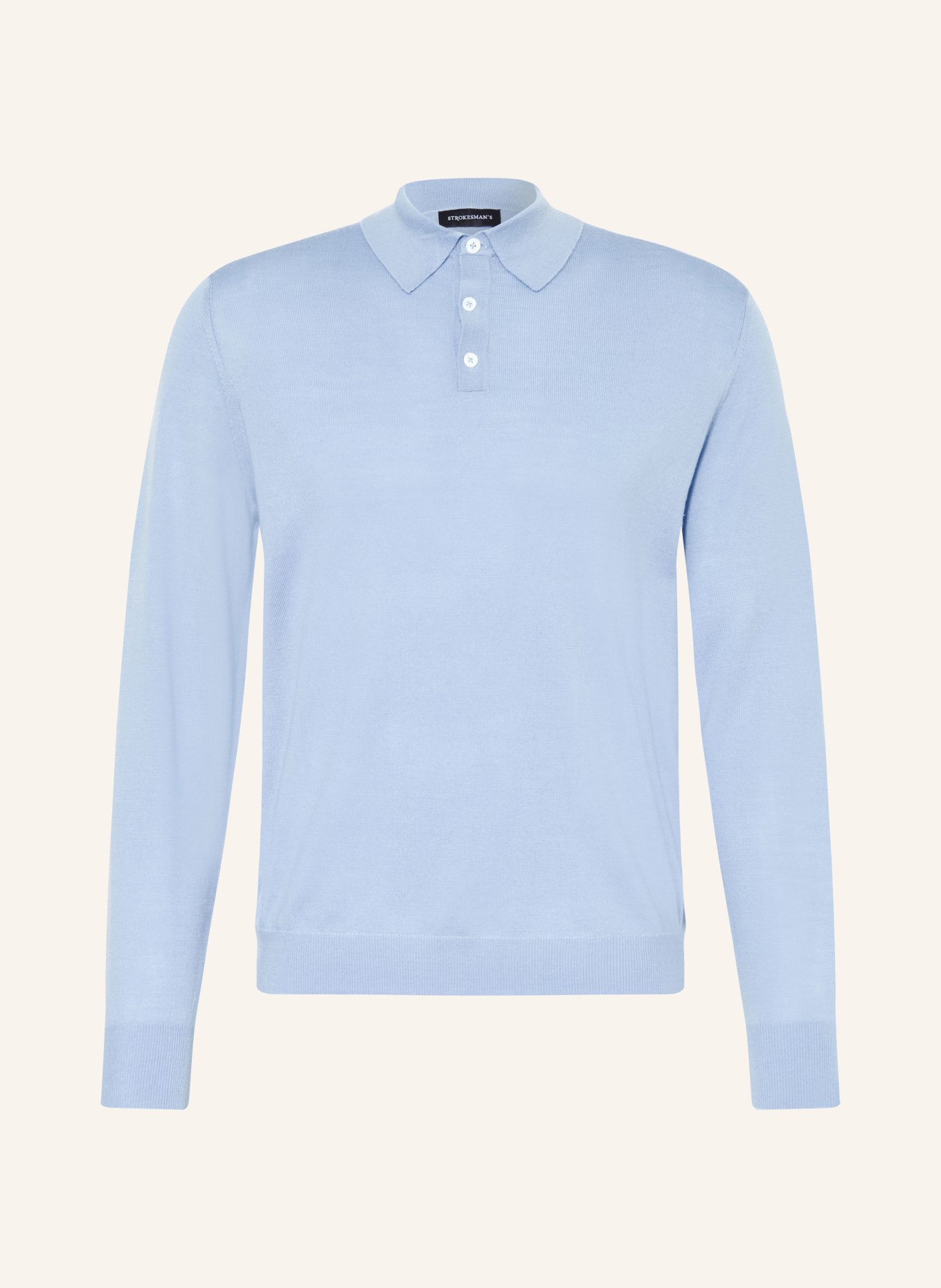 STROKESMAN'S Strick-Poloshirt aus Merinowolle: HELLBLAU