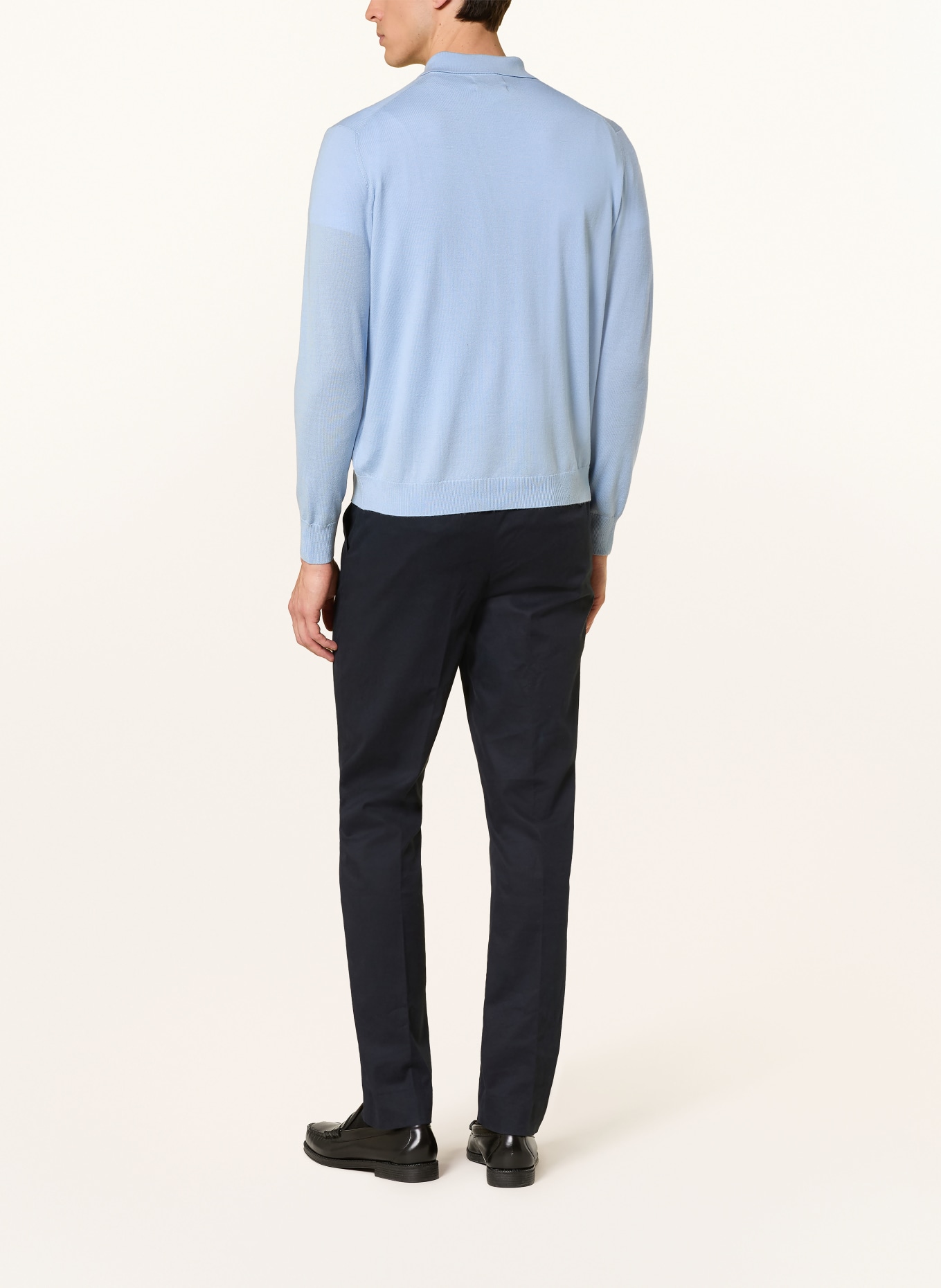 STROKESMAN'S Strick-Poloshirt aus Merinowolle: HELLBLAU