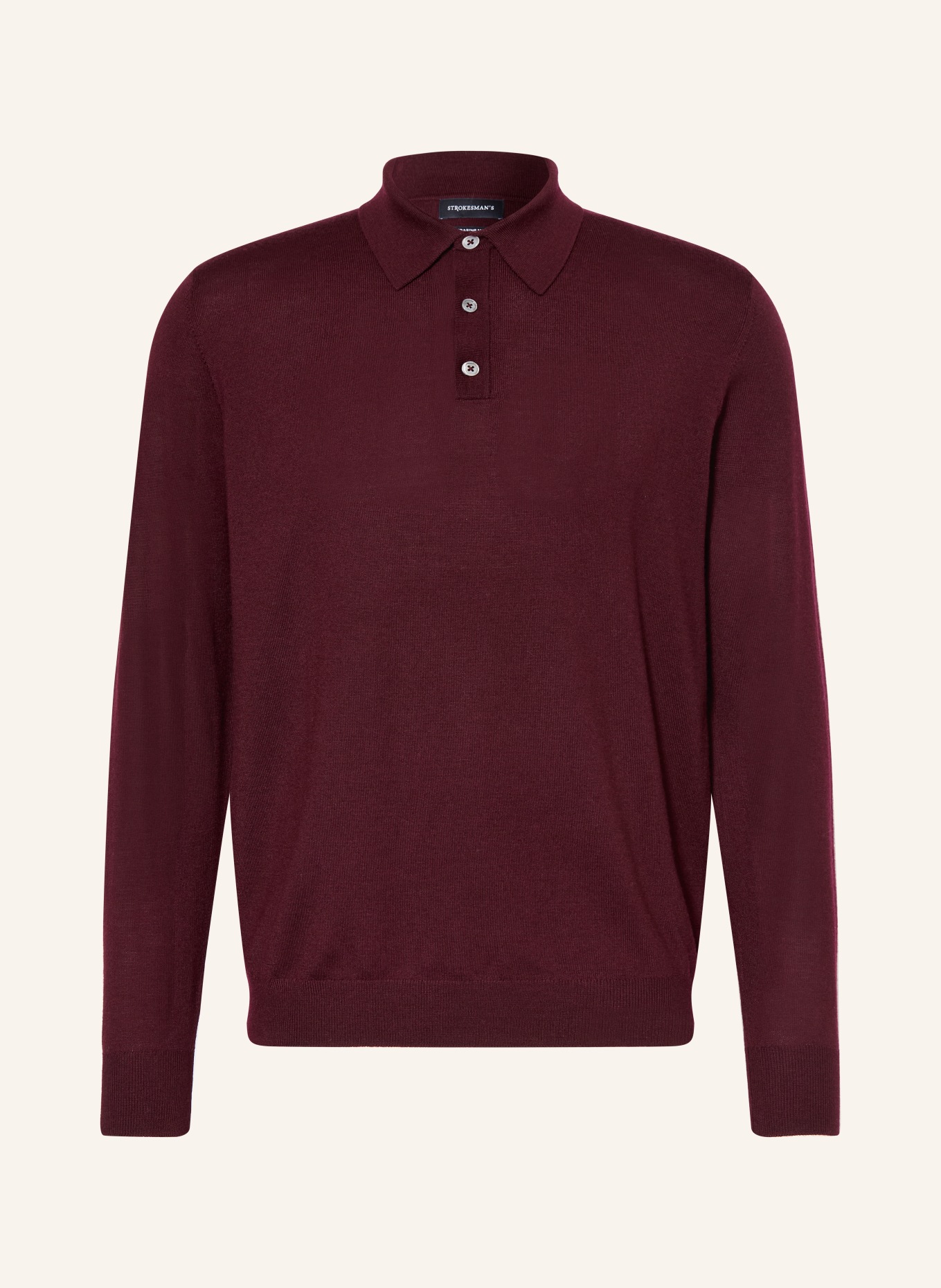 STROKESMAN'S Strick-Poloshirt aus Merinowolle: DUNKELROT