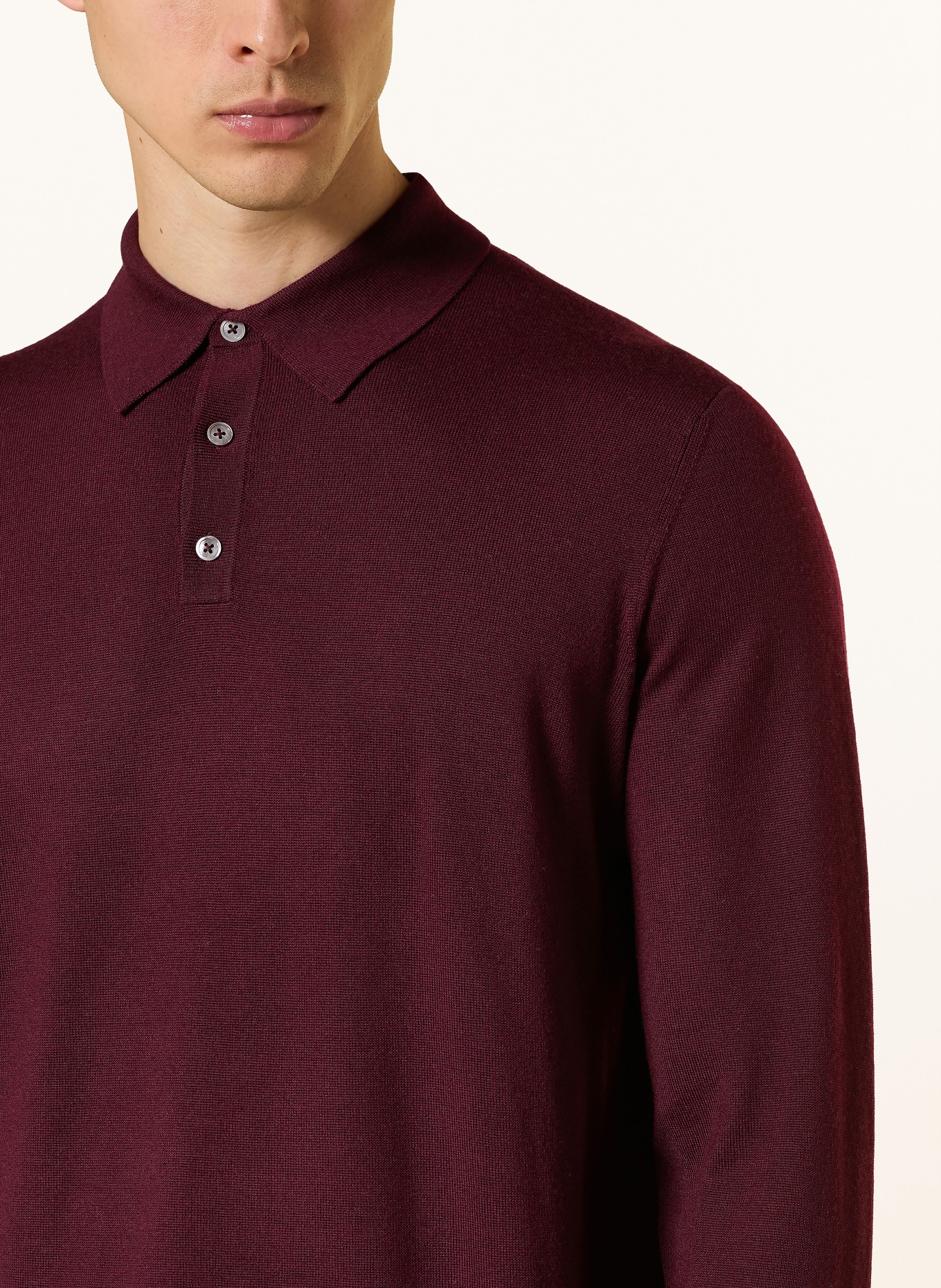 STROKESMAN'S Strick-Poloshirt aus Merinowolle: DUNKELROT
