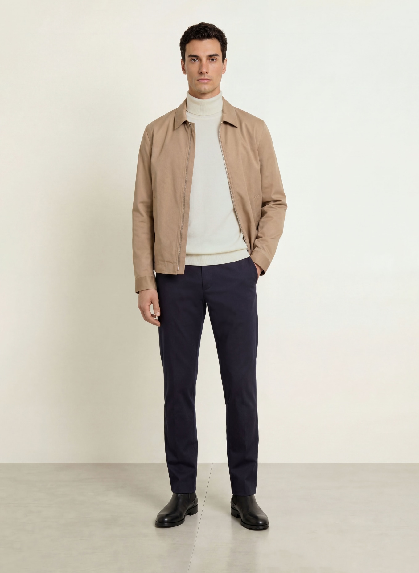 STROKESMAN'S Merino wool turtleneck sweater: CREAM