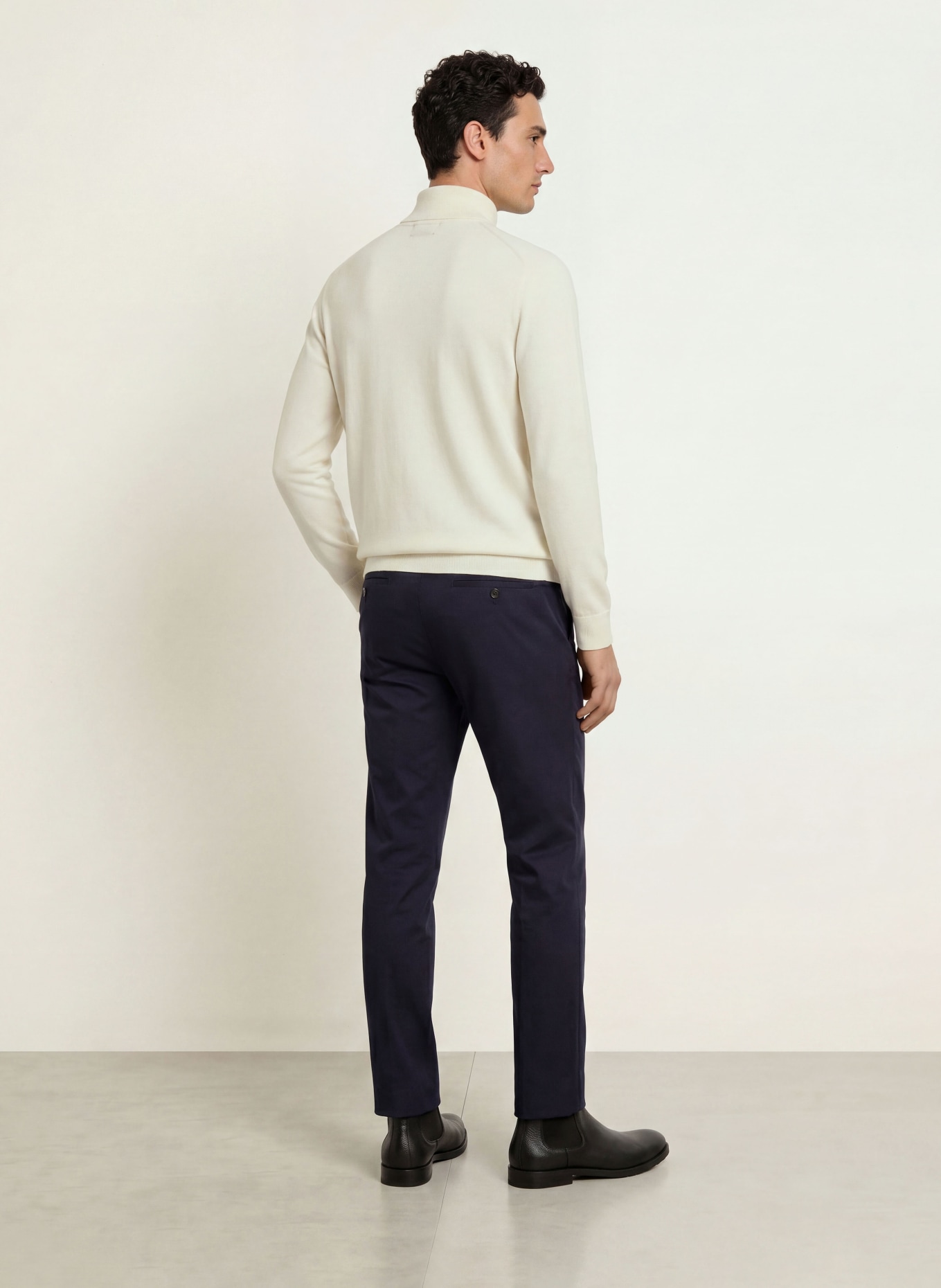 STROKESMAN'S Merino wool turtleneck sweater: CREAM