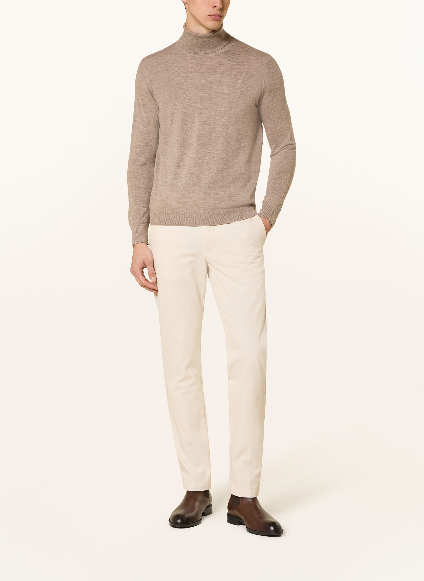 STROKESMAN'S Merino wool turtleneck sweater: BEIGE