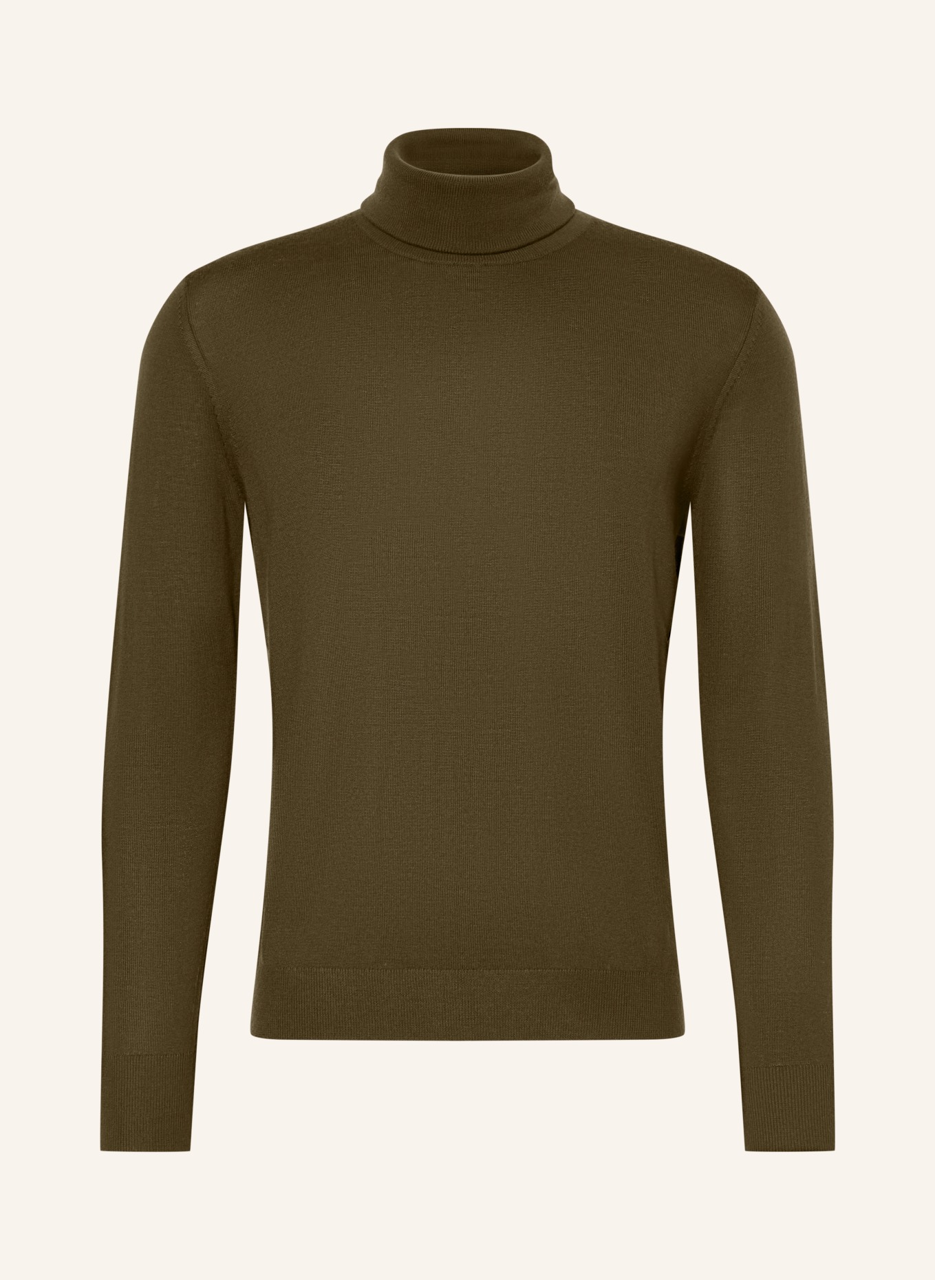 STROKESMAN'S Merino wool turtleneck sweater: OLIVE
