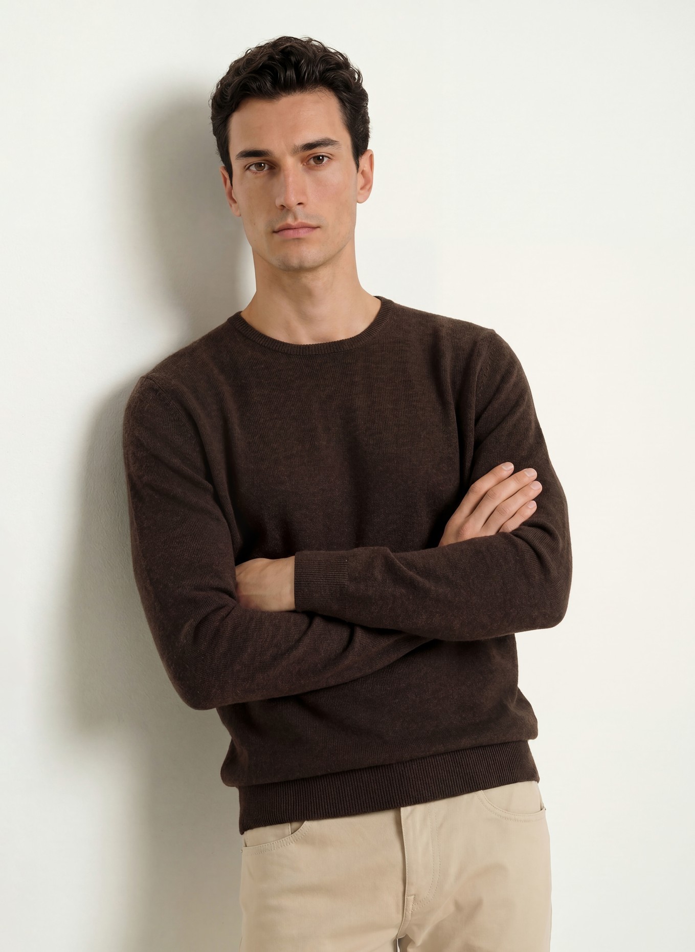 STROKESMAN'S Cashmere Sweater: DARK BROWN