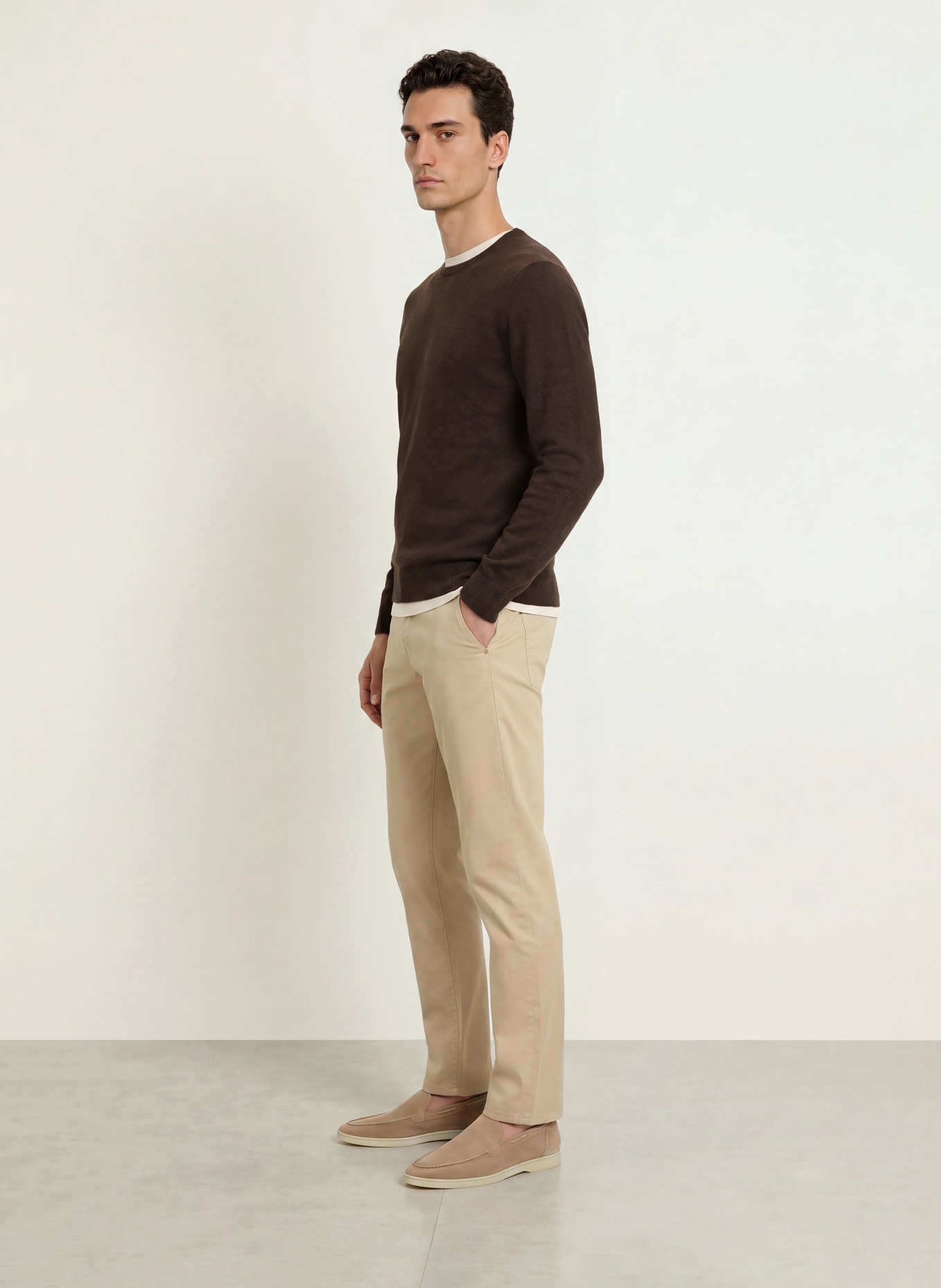 STROKESMAN'S Cashmere Sweater: DARK BROWN