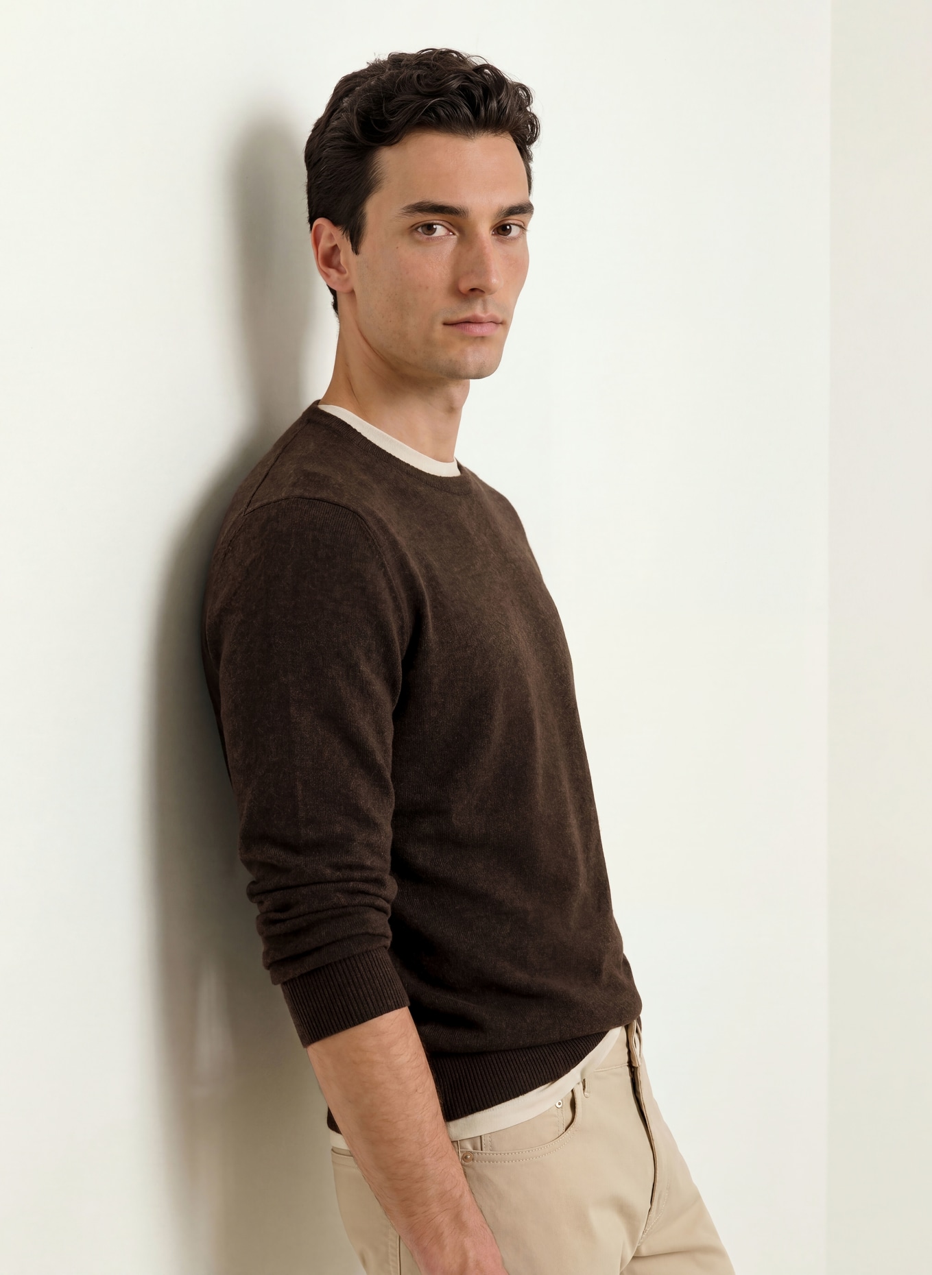 STROKESMAN'S Cashmere Sweater: DARK BROWN