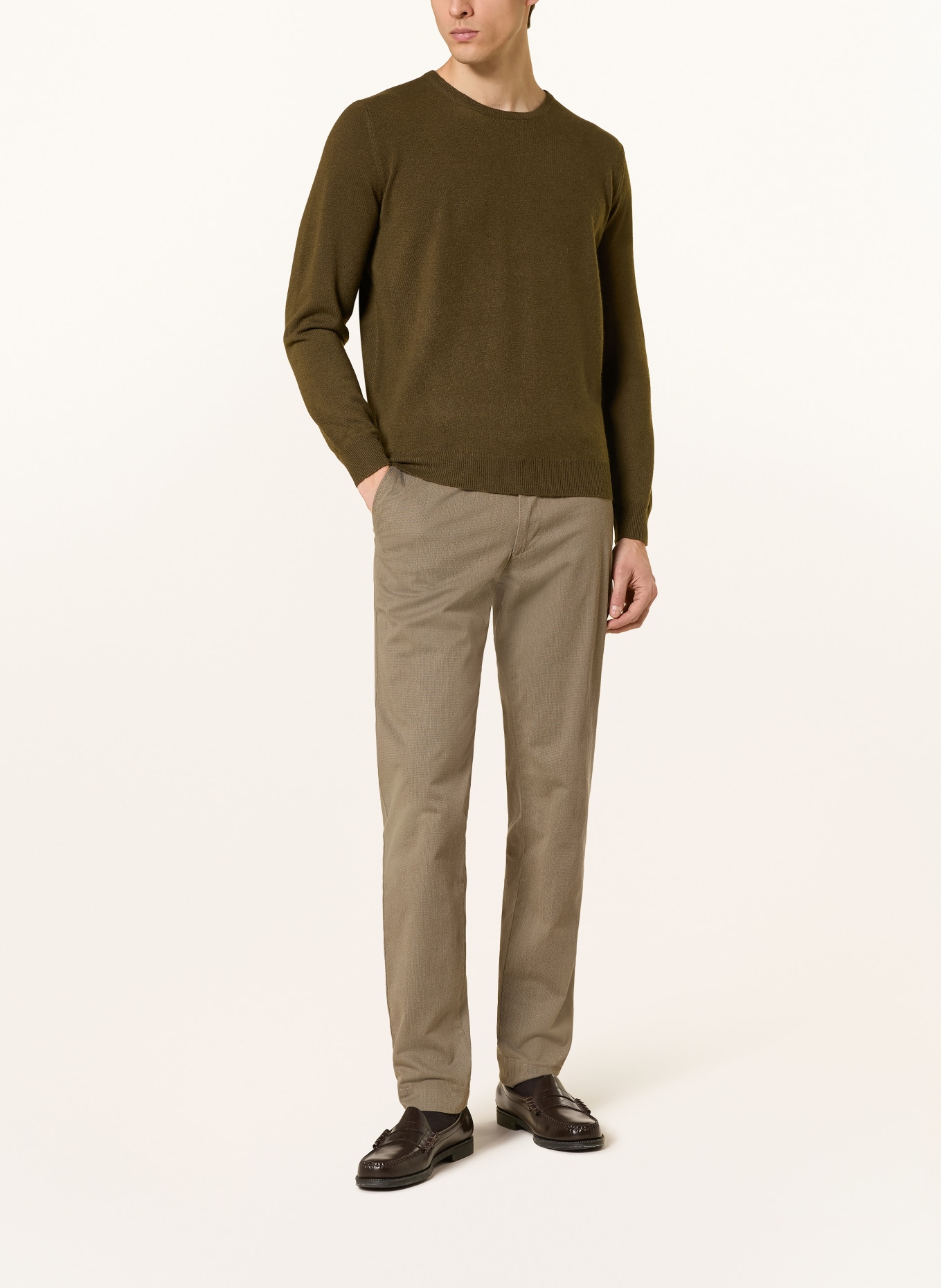 STROKESMAN'S Cashmere Sweater: OLIVE