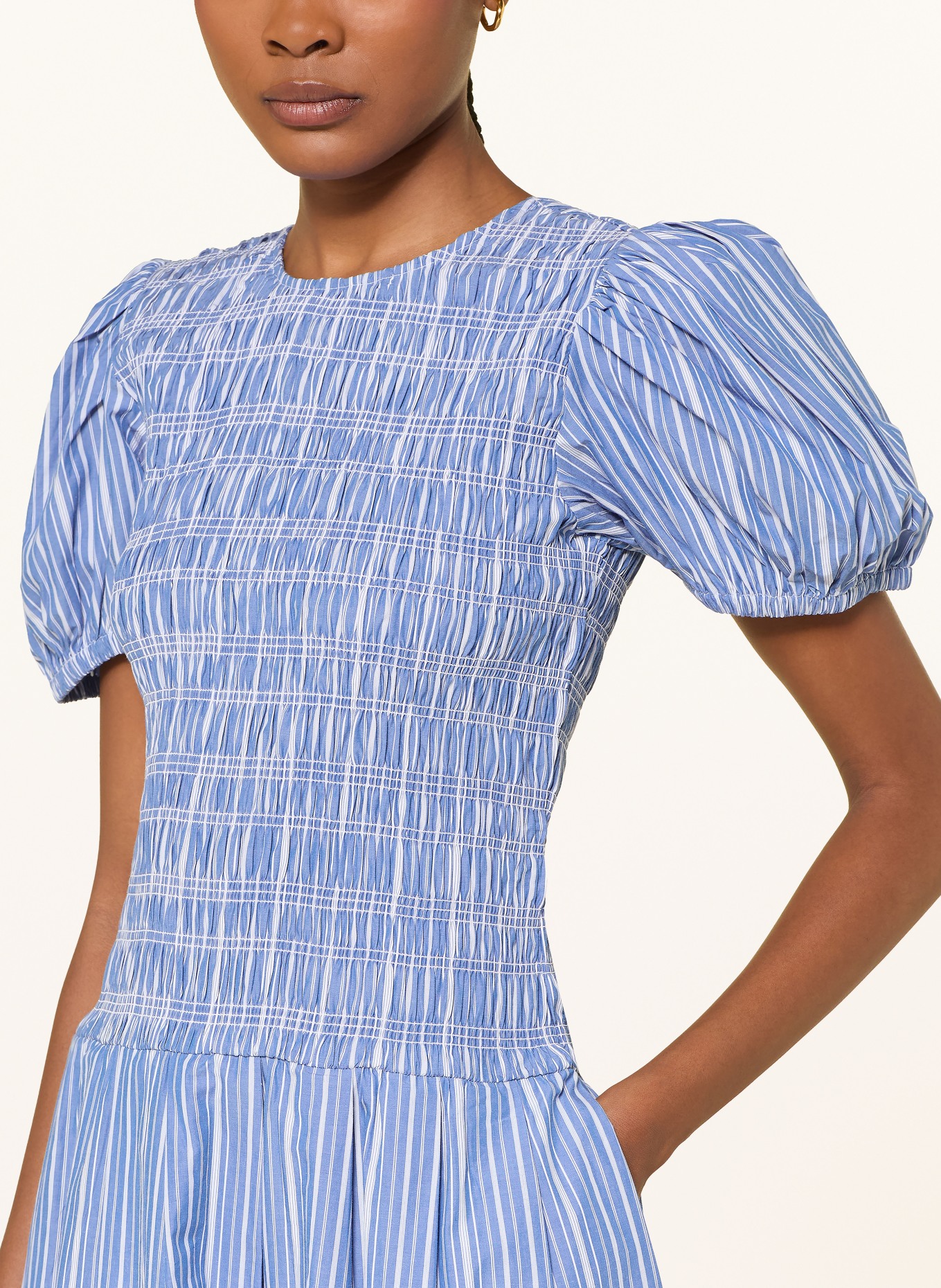 GANNI Rochie: ALBASTRU / ALB