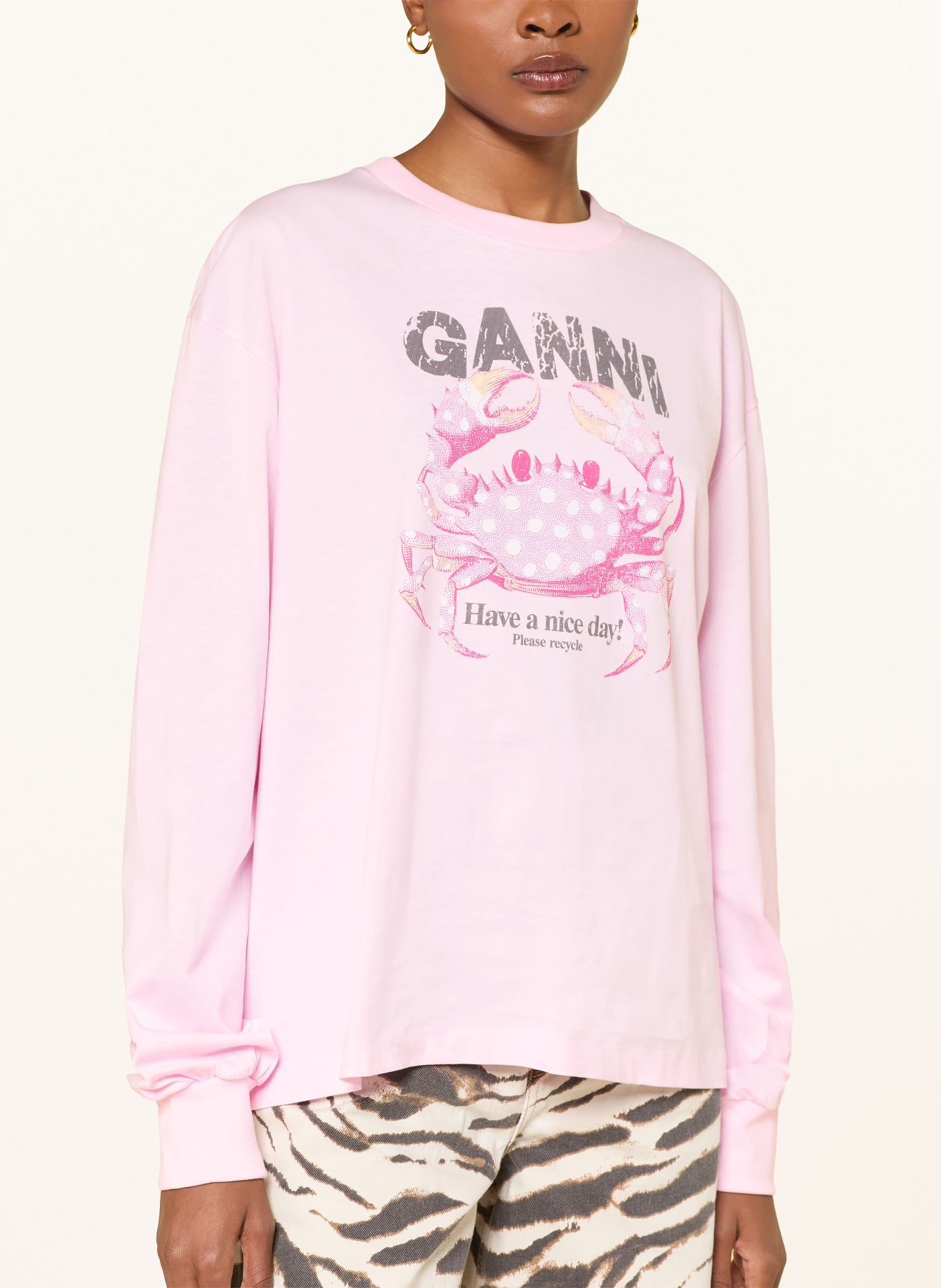 GANNI Long-sleeve: LIGHT PINK / DARK GRAY / PINK
