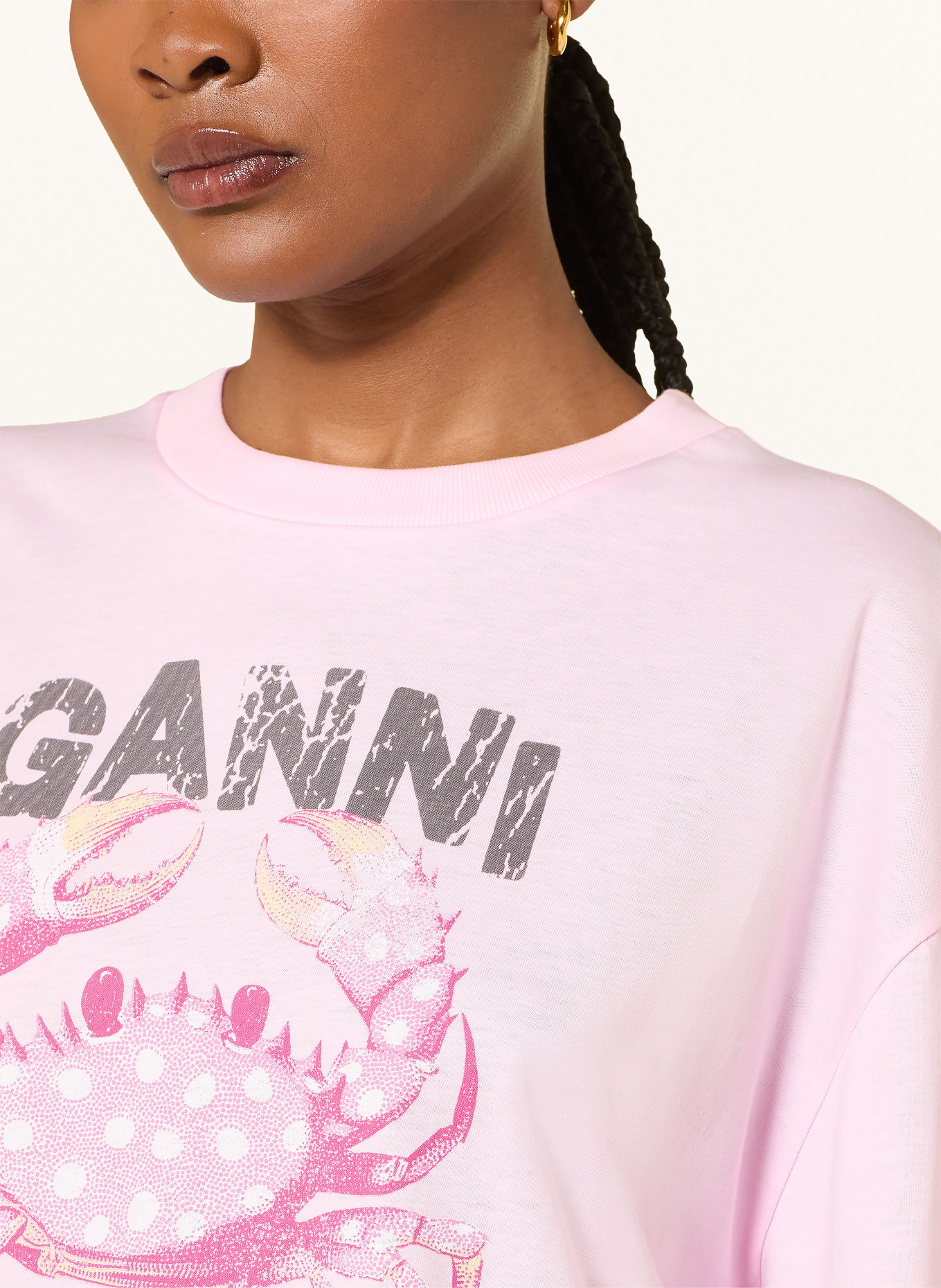 GANNI Long-sleeve: LIGHT PINK / DARK GRAY / PINK