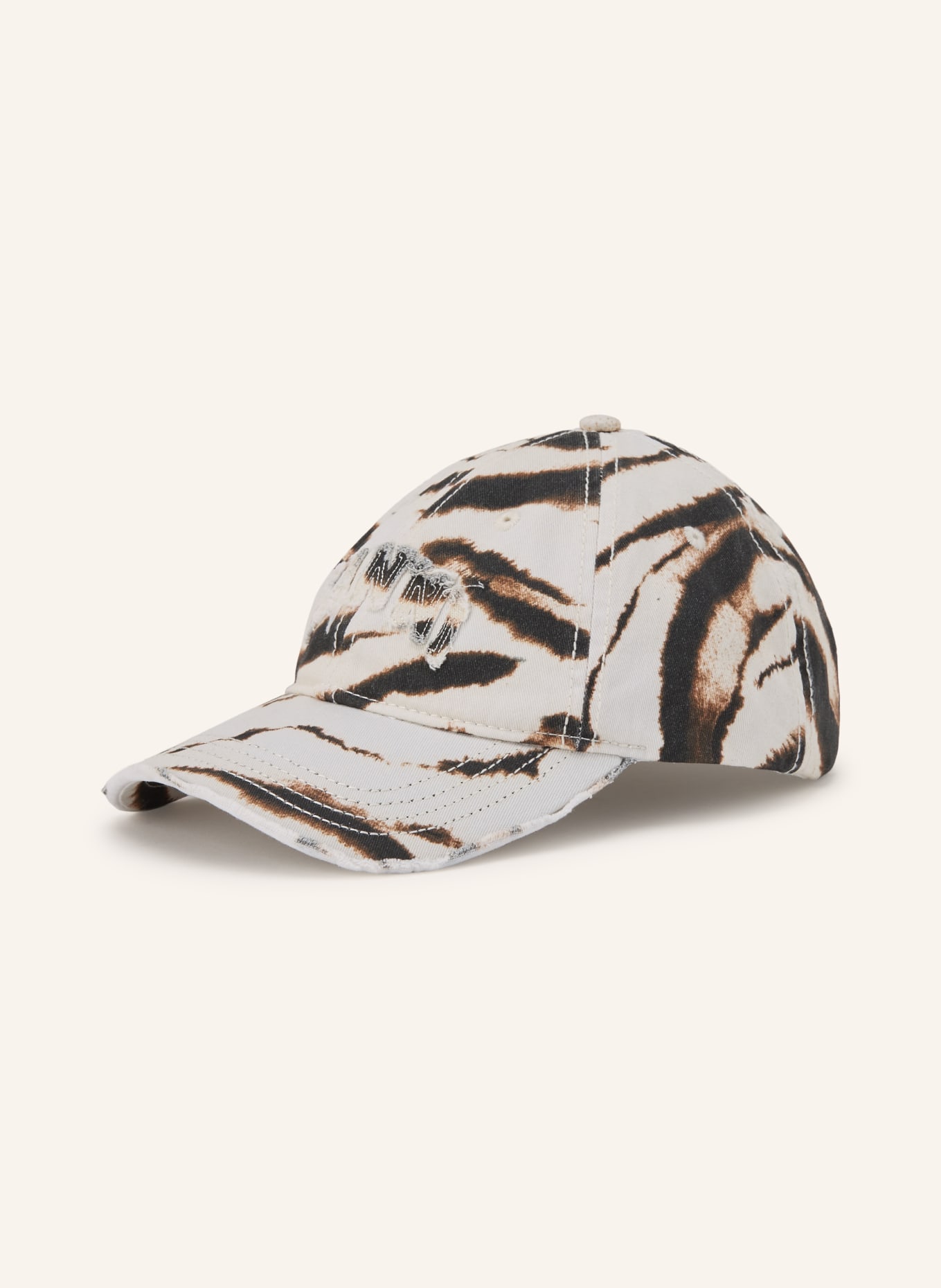 GANNI Cap: CREAM / DARK BROWN