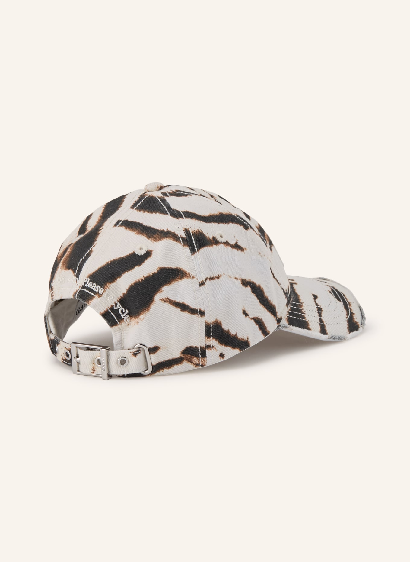 GANNI Cap: CREAM / DARK BROWN