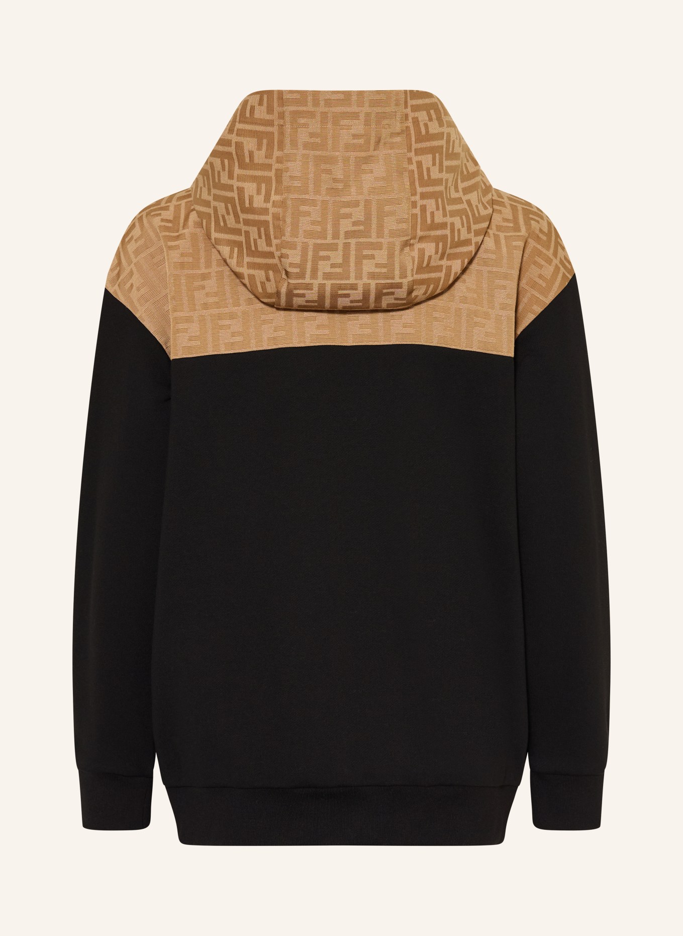 FENDI Sweatshirt jacket in a mix of materials: BLACK / CAMEL