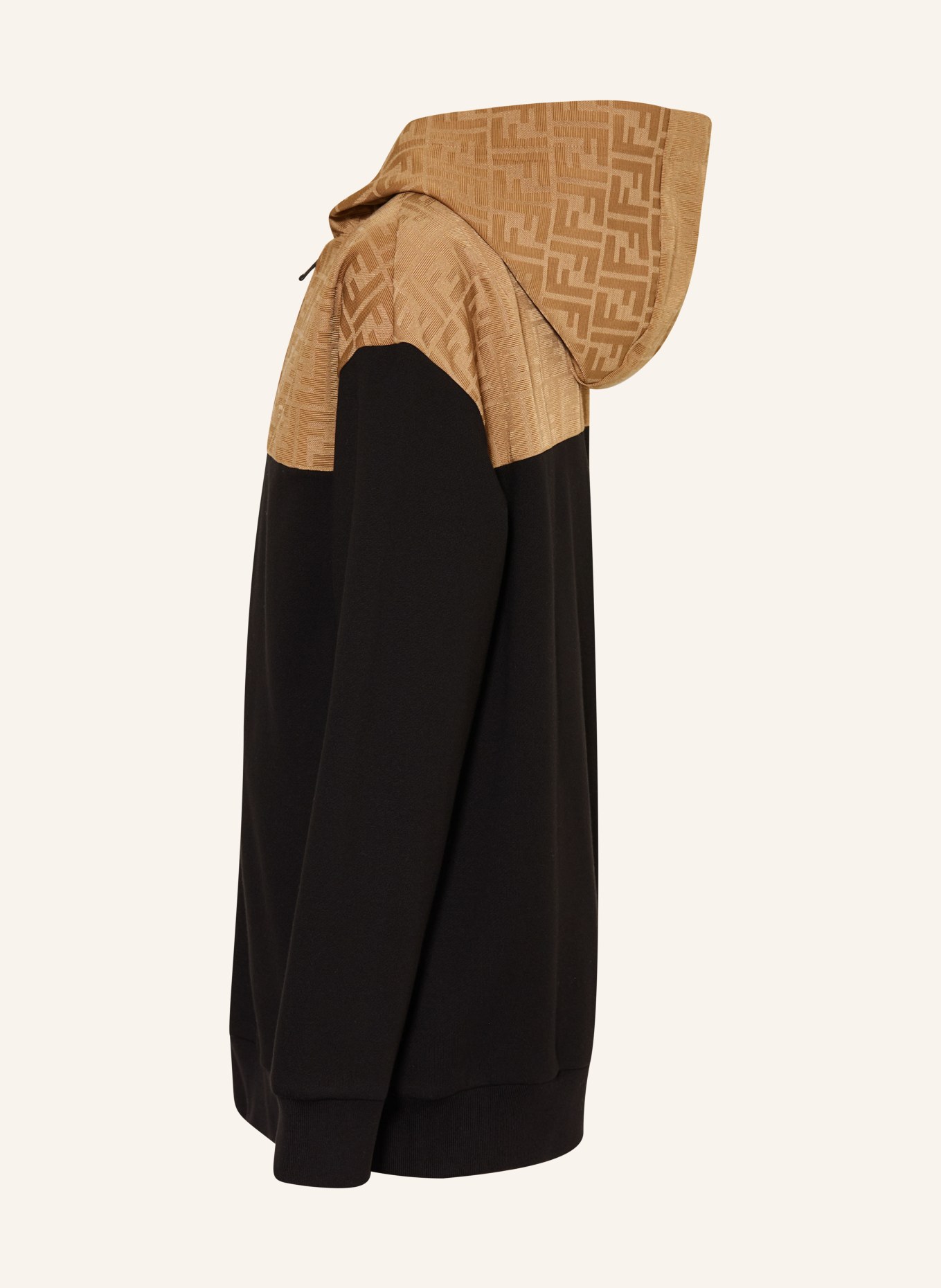 FENDI Sweatshirt jacket in a mix of materials: BLACK / CAMEL