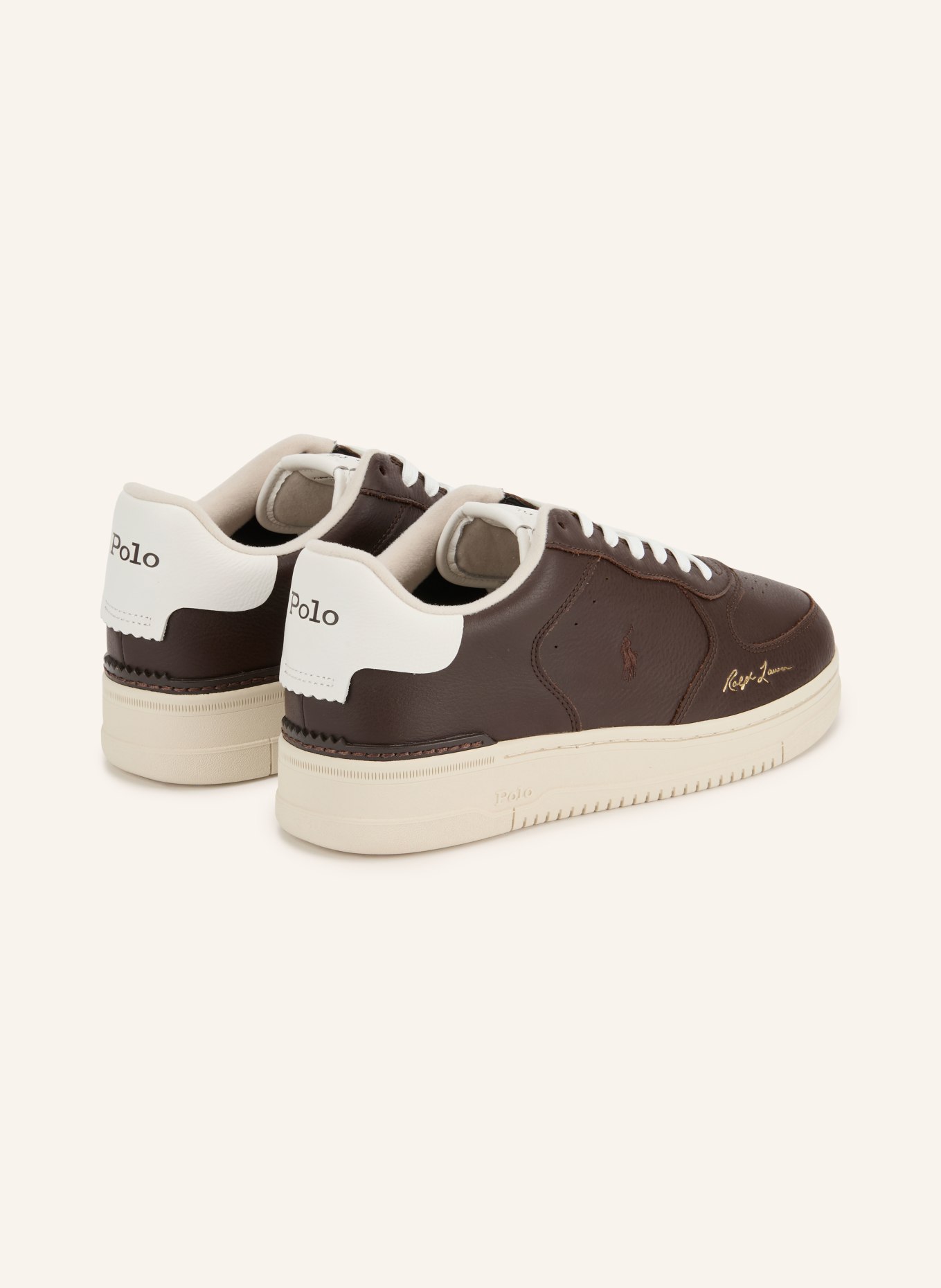 POLO RALPH LAUREN Sneaker: DUNKELBRAUN / WEISS