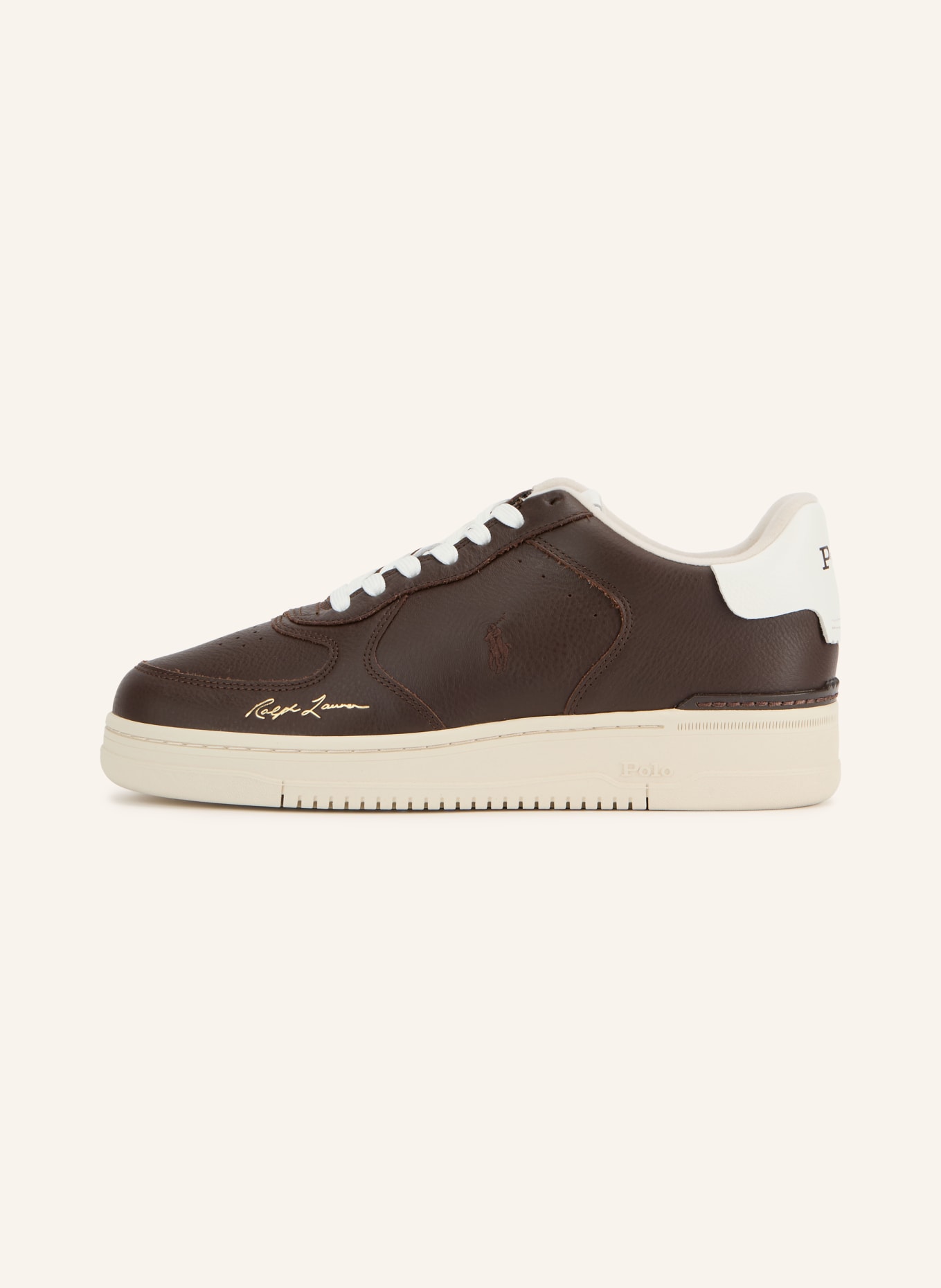 POLO RALPH LAUREN Sneaker: DUNKELBRAUN / WEISS