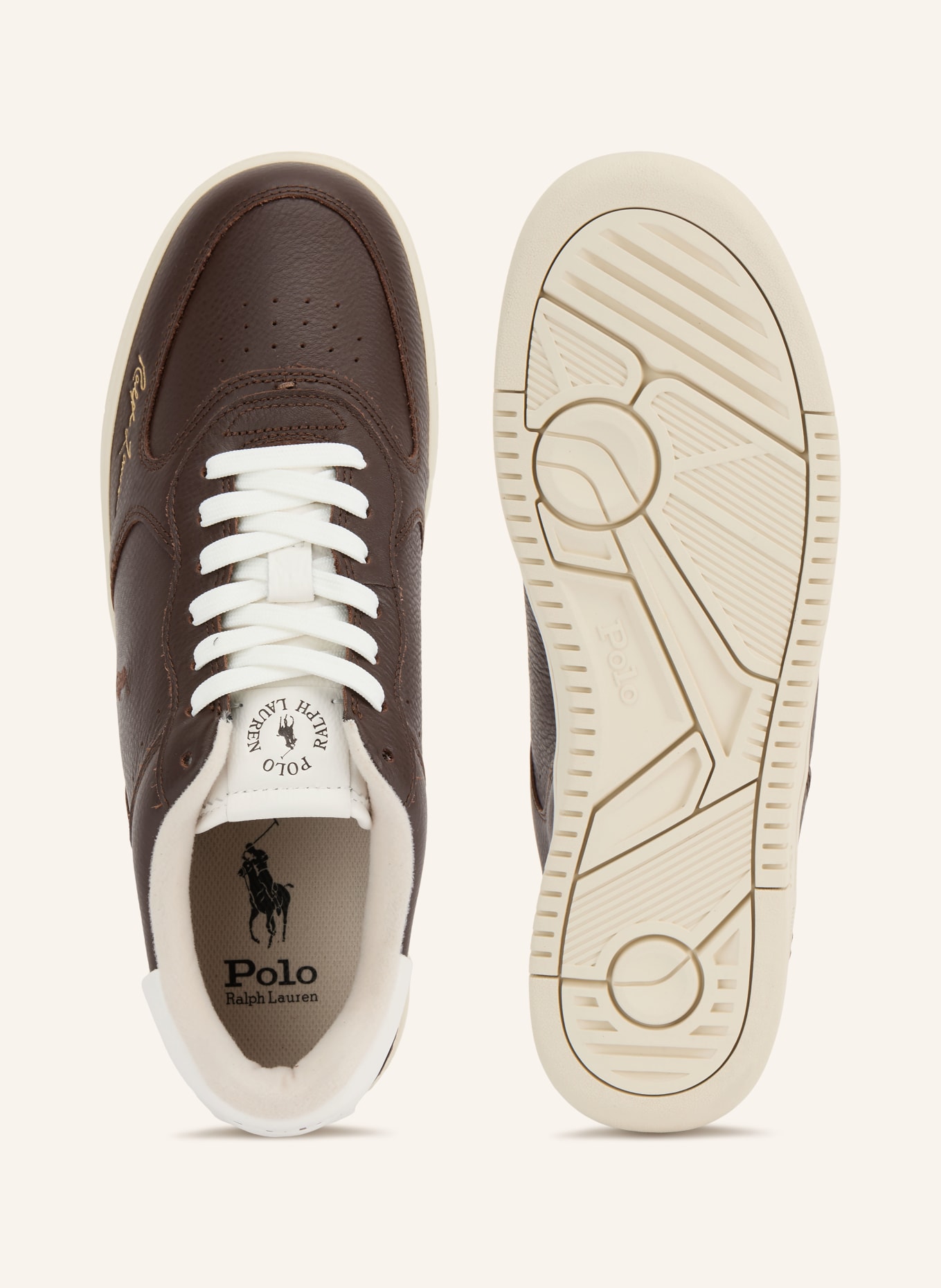 POLO RALPH LAUREN Sneaker: DUNKELBRAUN / WEISS