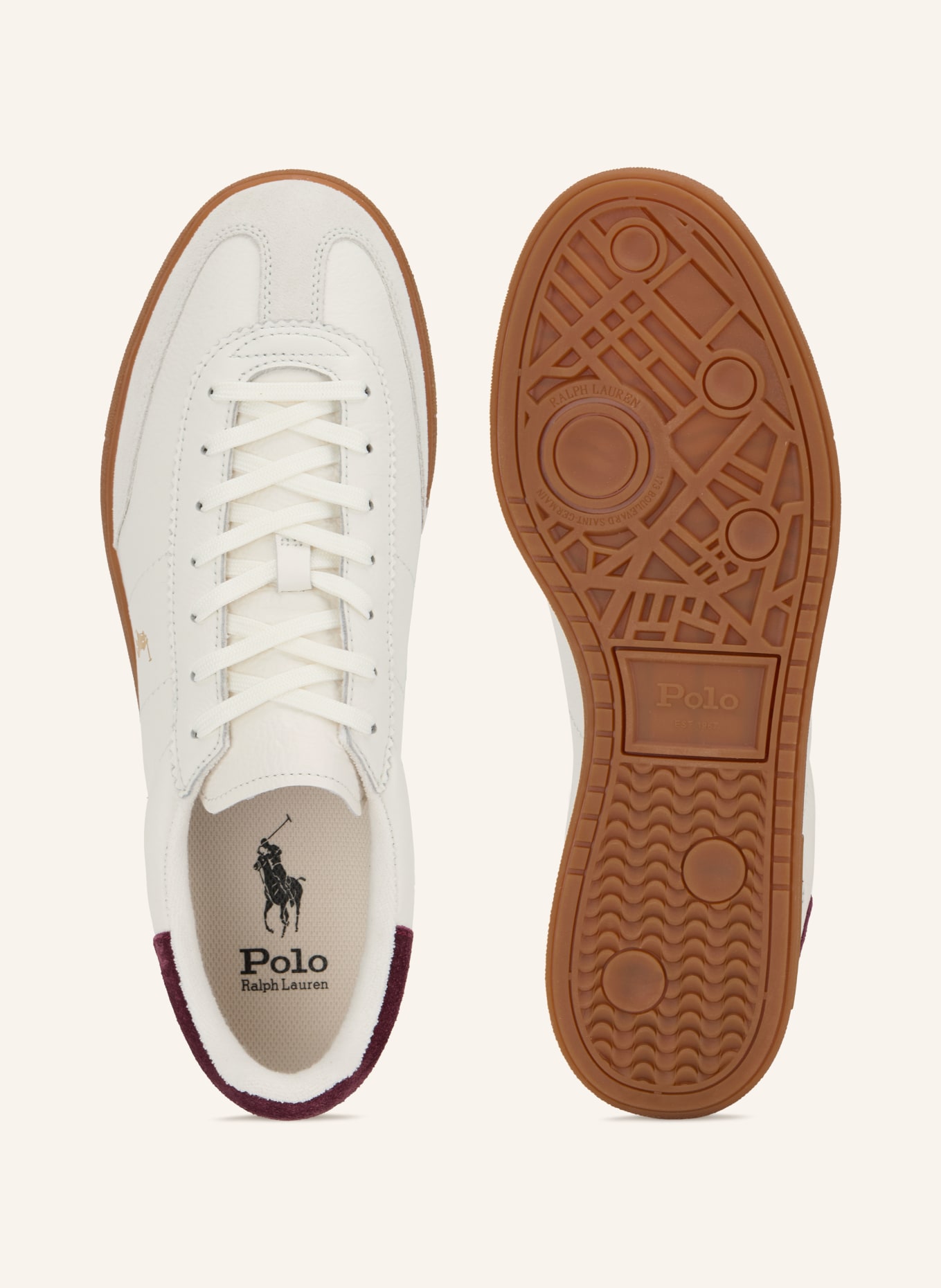 POLO RALPH LAUREN Tenisky: KRÉMOVÁ / TMAVĚ ČERVENÁ