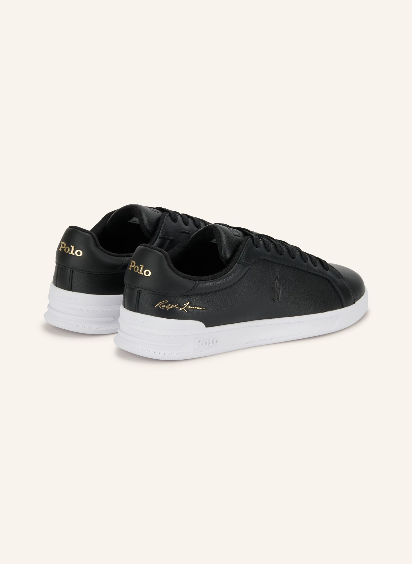 POLO RALPH LAUREN Tenisky COURT II: ČERNÁ / BÍLÁ