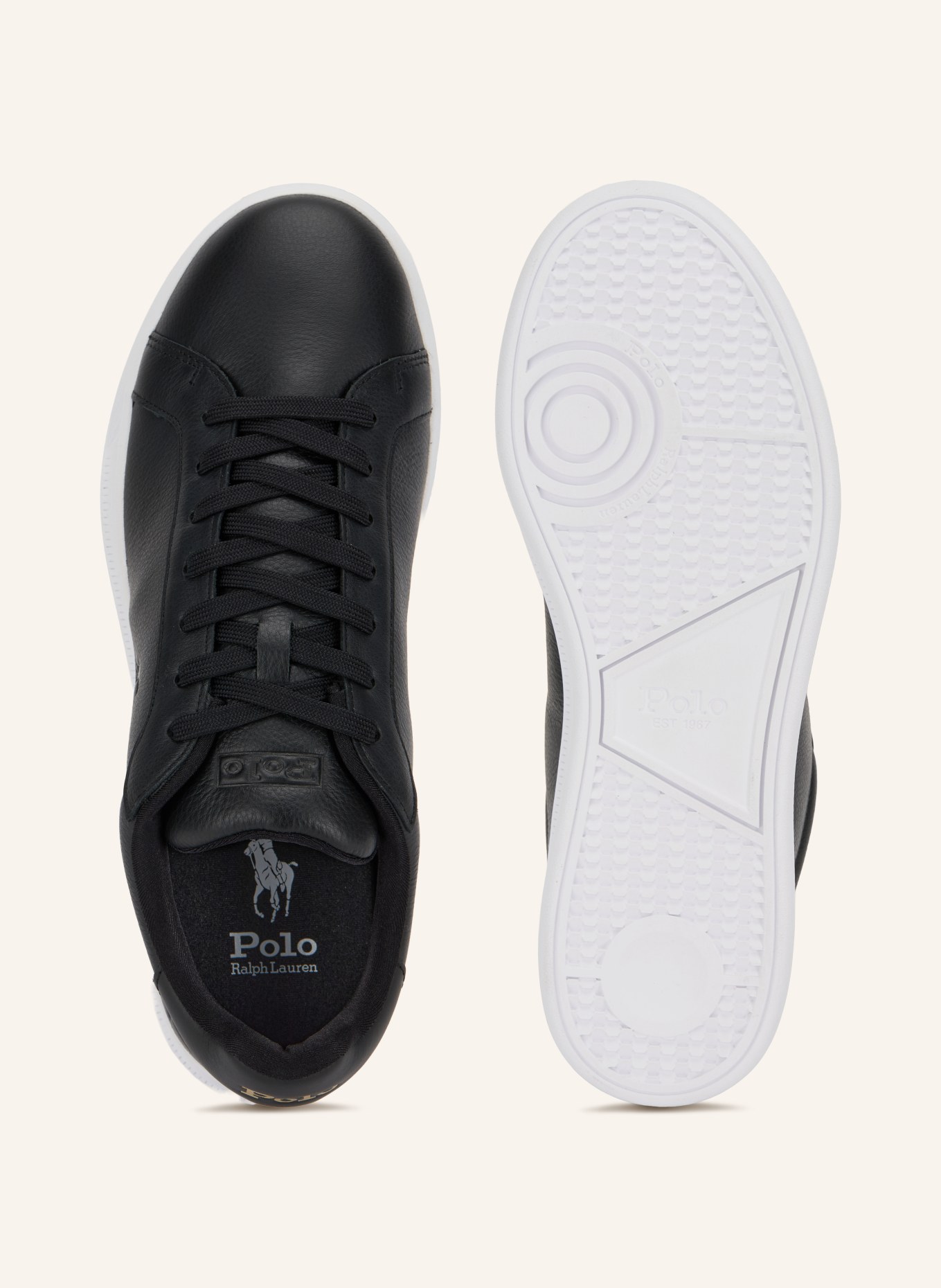 POLO RALPH LAUREN Tenisky COURT II: ČERNÁ / BÍLÁ