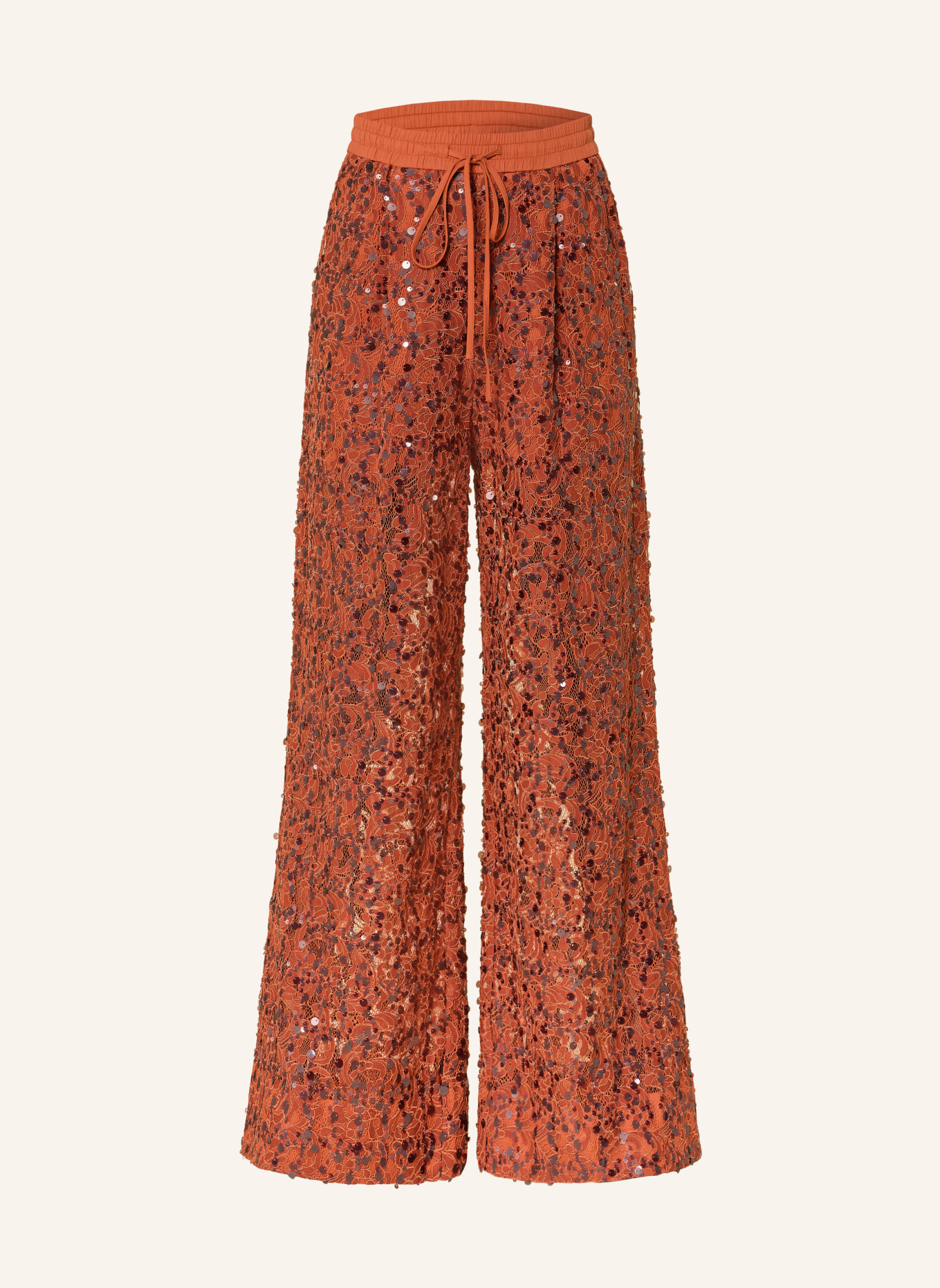 ESSENTIEL ANTWERP JENIMS lace pants with sequins: DARK ORANGE