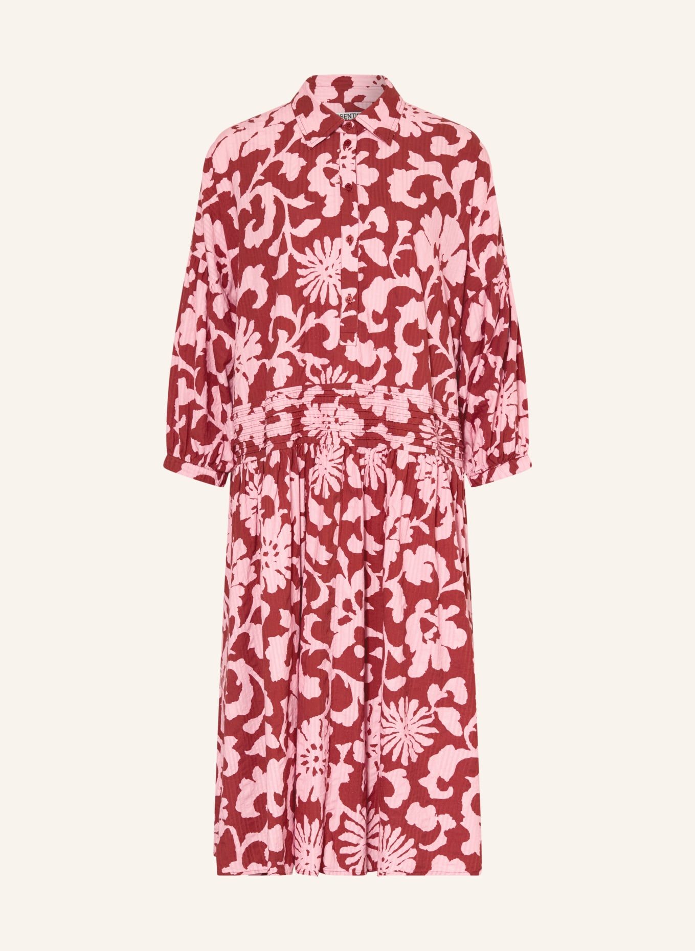 ESSENTIEL ANTWERP Robe chemise oversize JEA à manches 3/4: ROUGE FONCÉ / ROSE