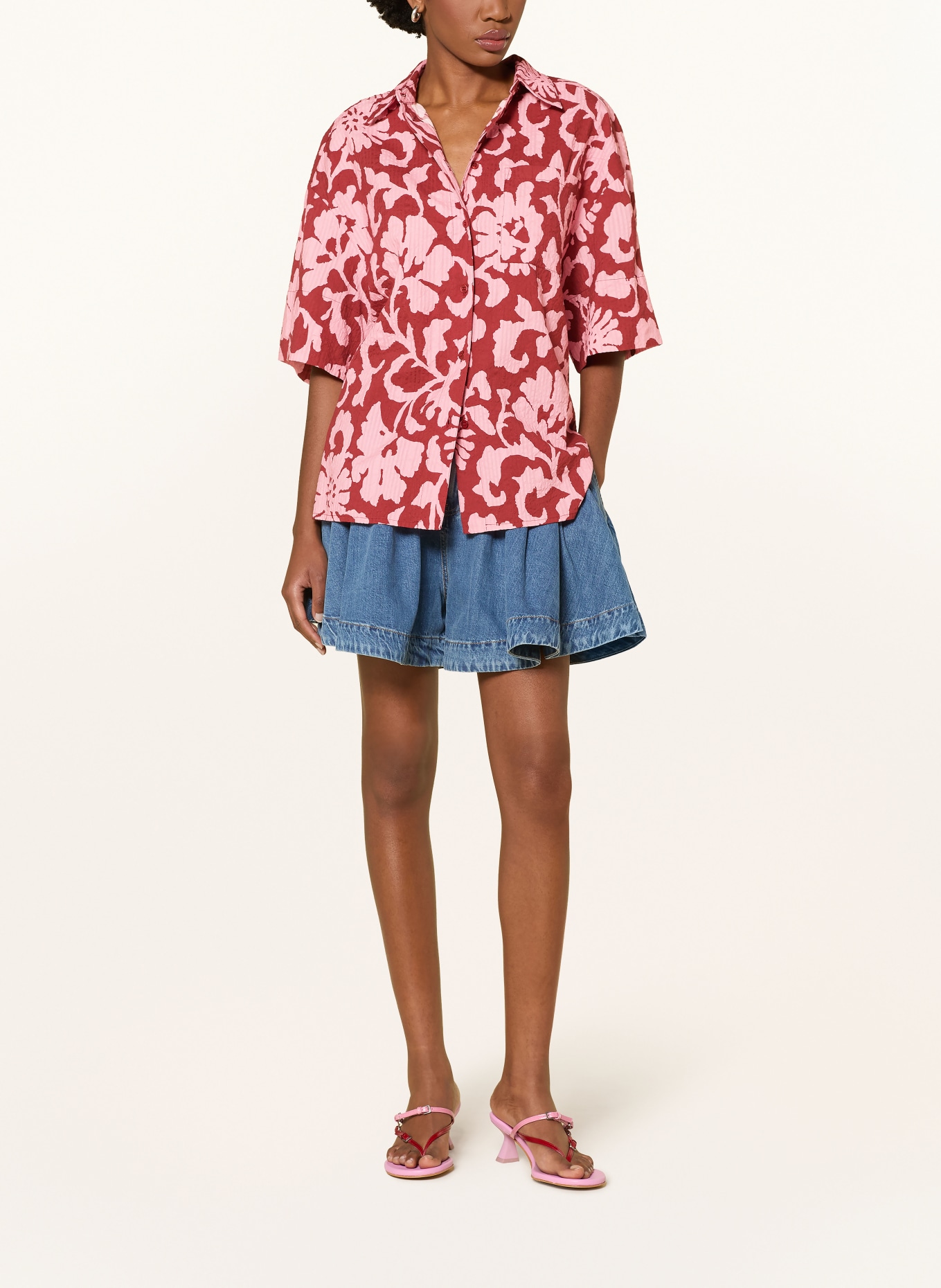 ESSENTIEL ANTWERP Oversized-Hemdbluse JOMMY: ROSA / DUNKELROT