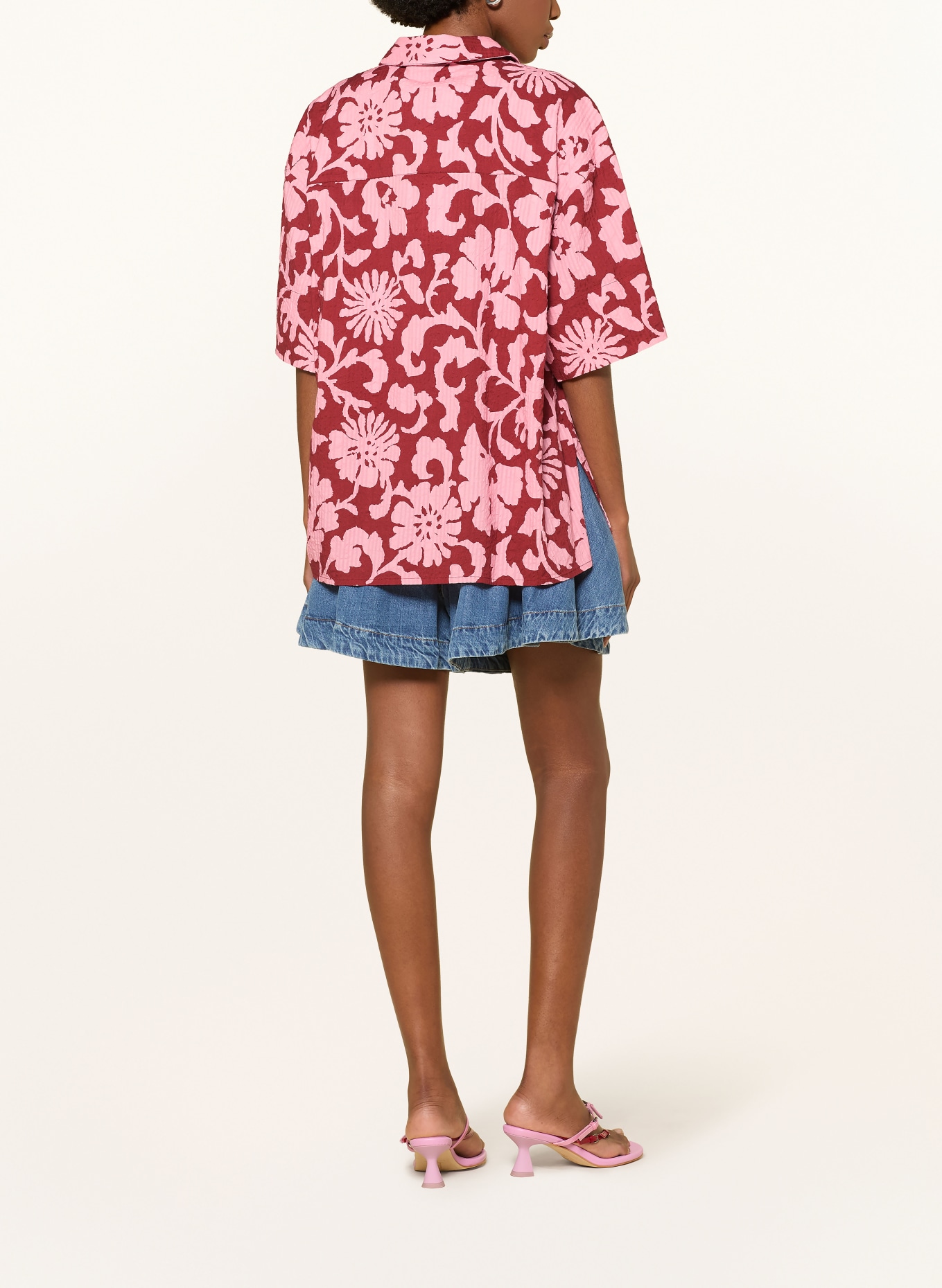 ESSENTIEL ANTWERP Oversized-Hemdbluse JOMMY: ROSA / DUNKELROT