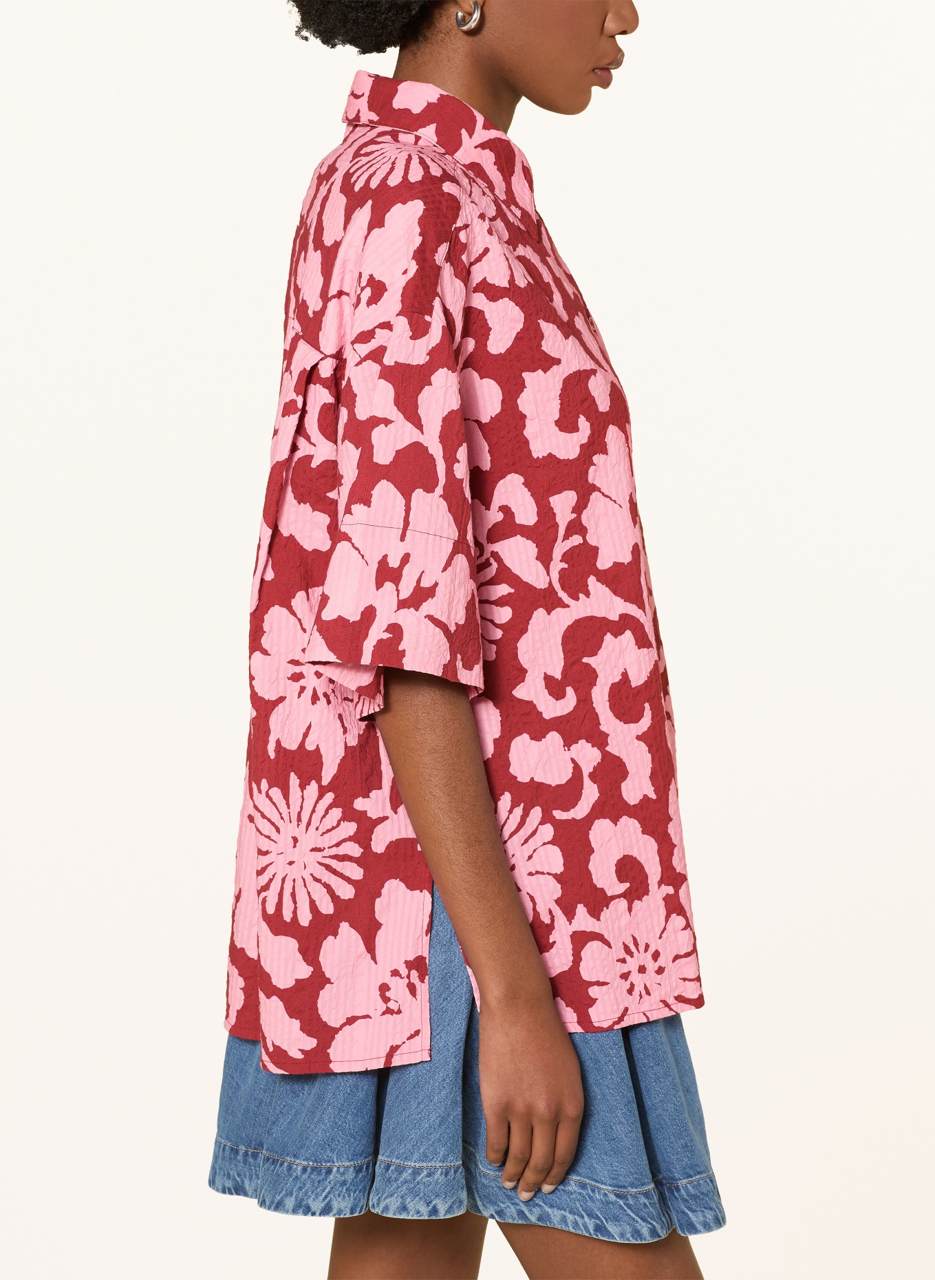ESSENTIEL ANTWERP Oversized-Hemdbluse JOMMY: ROSA / DUNKELROT