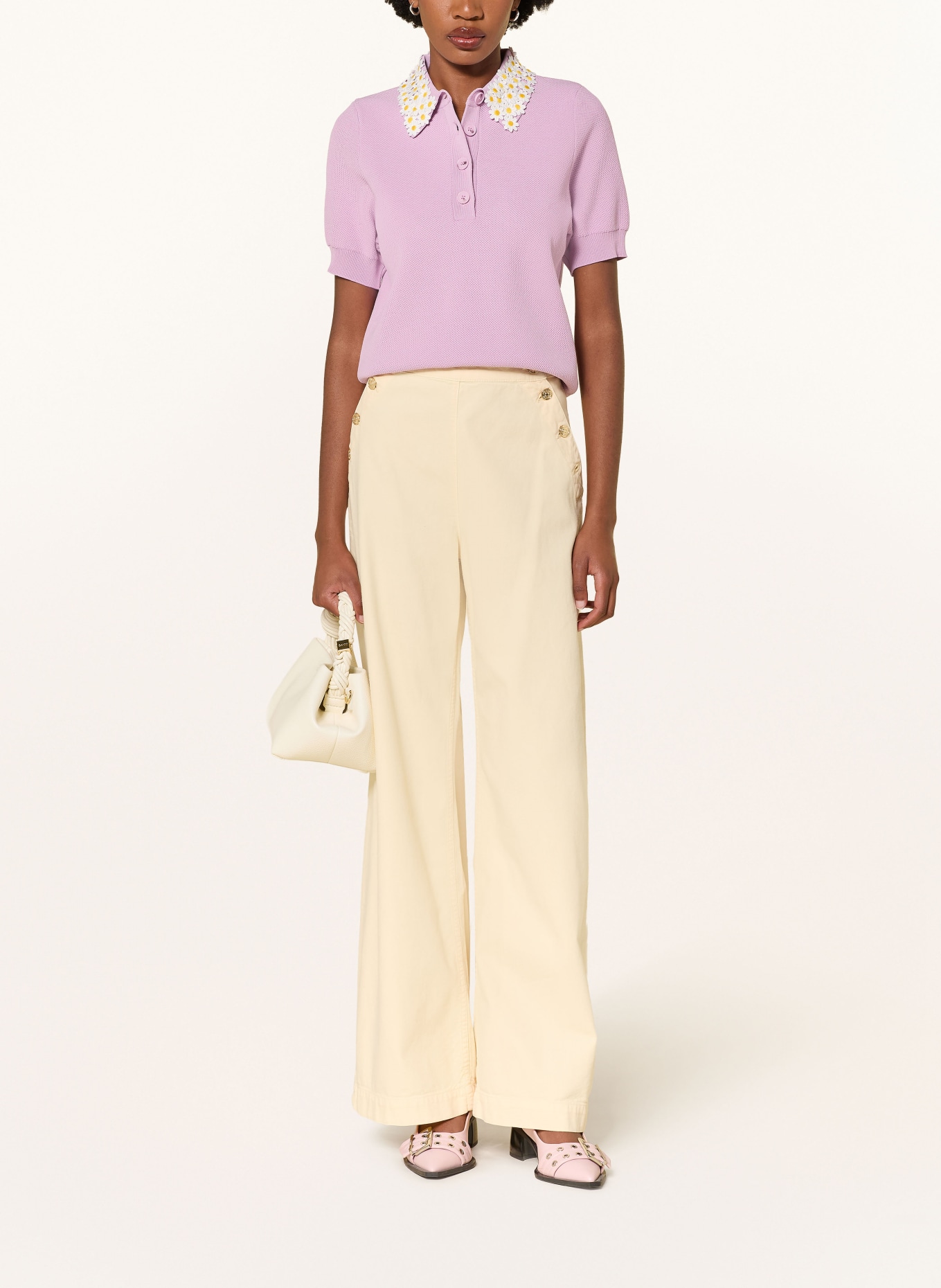 ESSENTIEL ANTWERP Polo en piqué JEMBER: LILAS CLAIR / JAUNE / BLANC
