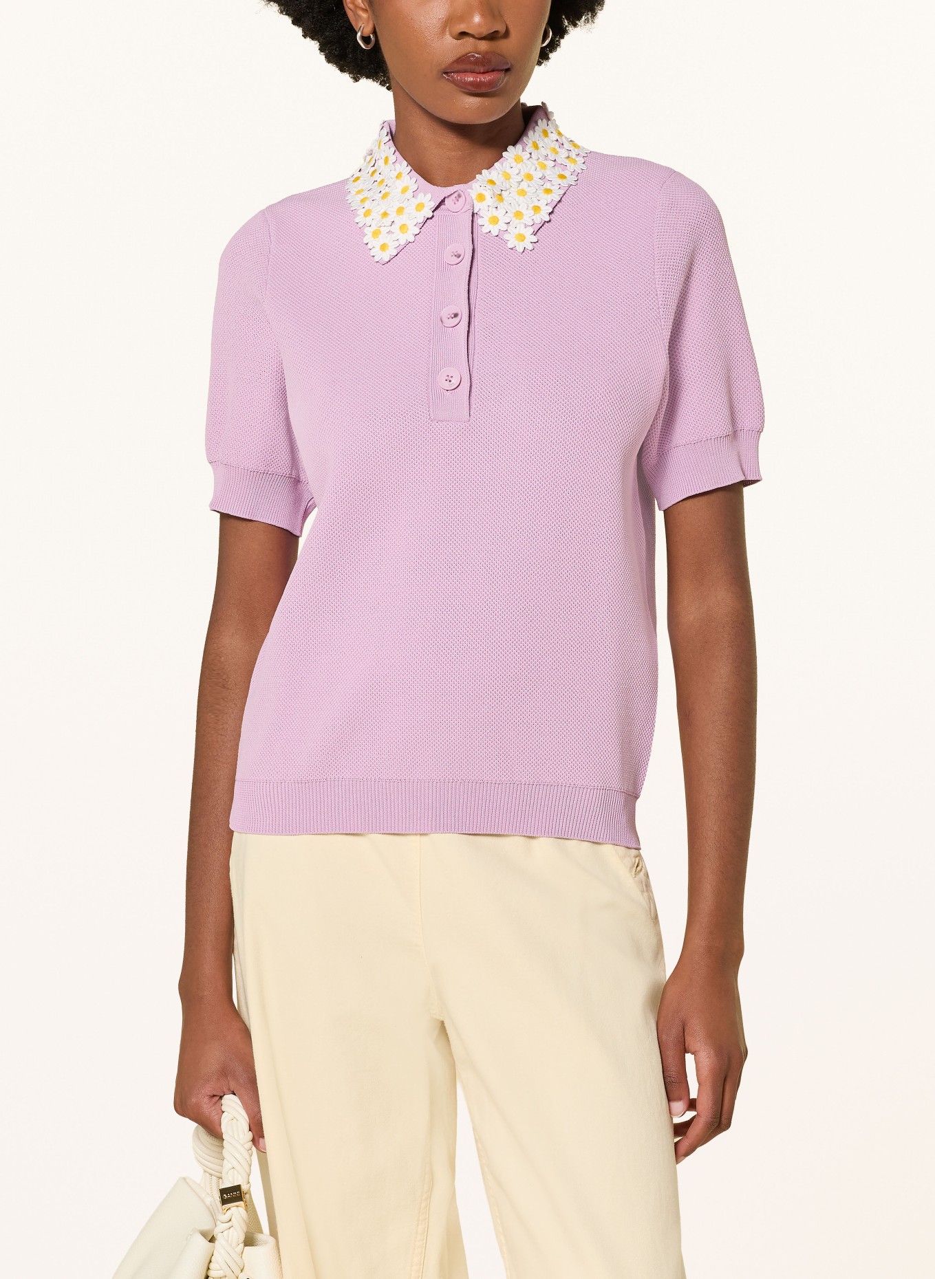 ESSENTIEL ANTWERP Polo en piqué JEMBER: LILAS CLAIR / JAUNE / BLANC