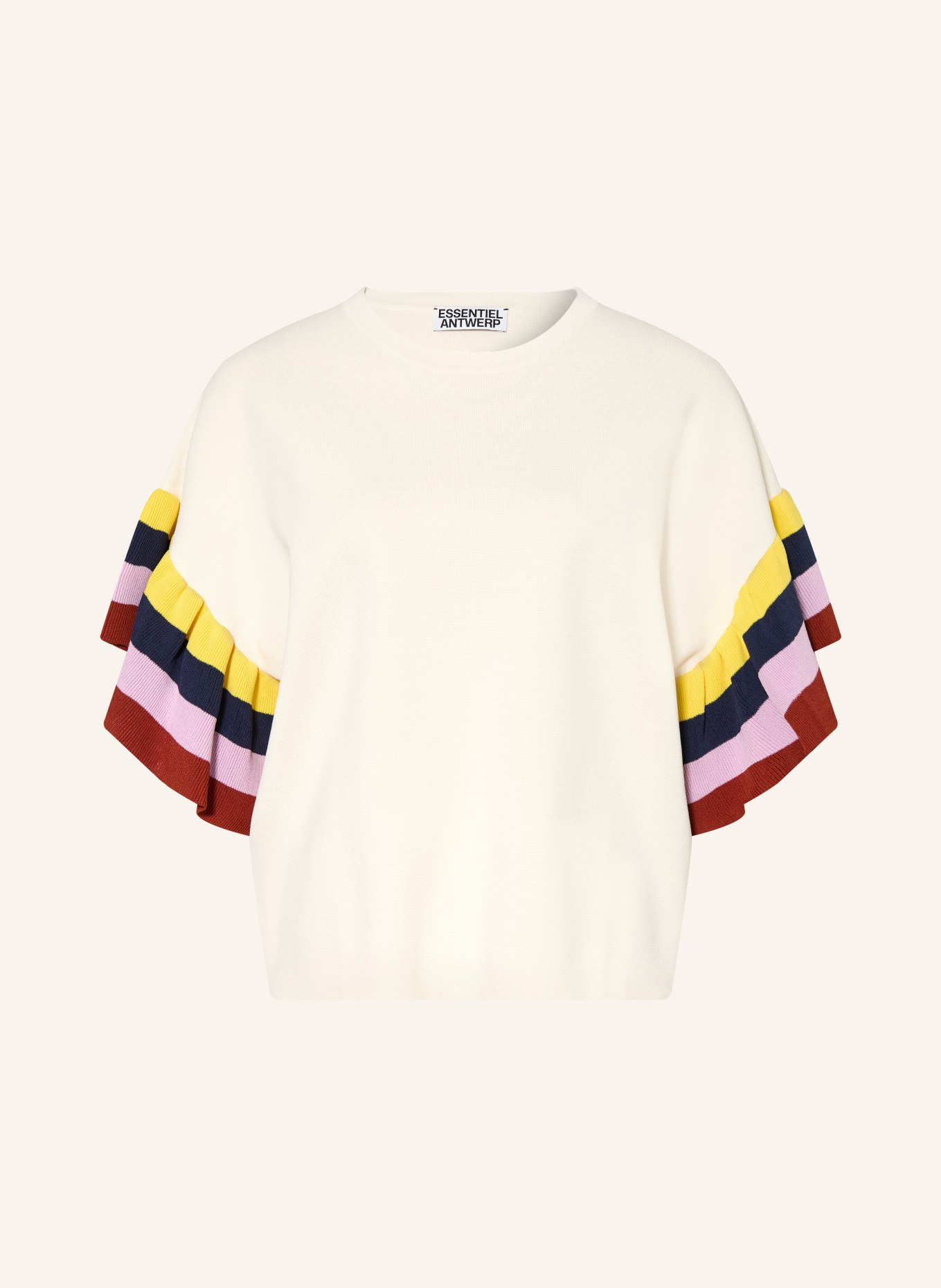 ESSENTIEL ANTWERP Gebreid shirt JANUARI: ECRU / GEEL / DONKERBLAUW