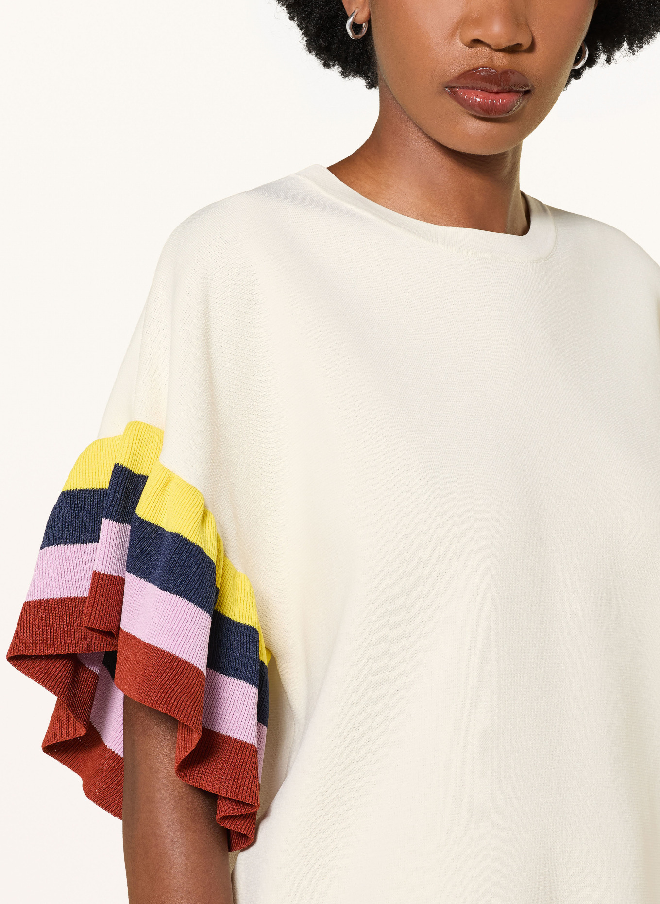 ESSENTIEL ANTWERP Gebreid shirt JANUARI: ECRU / GEEL / DONKERBLAUW