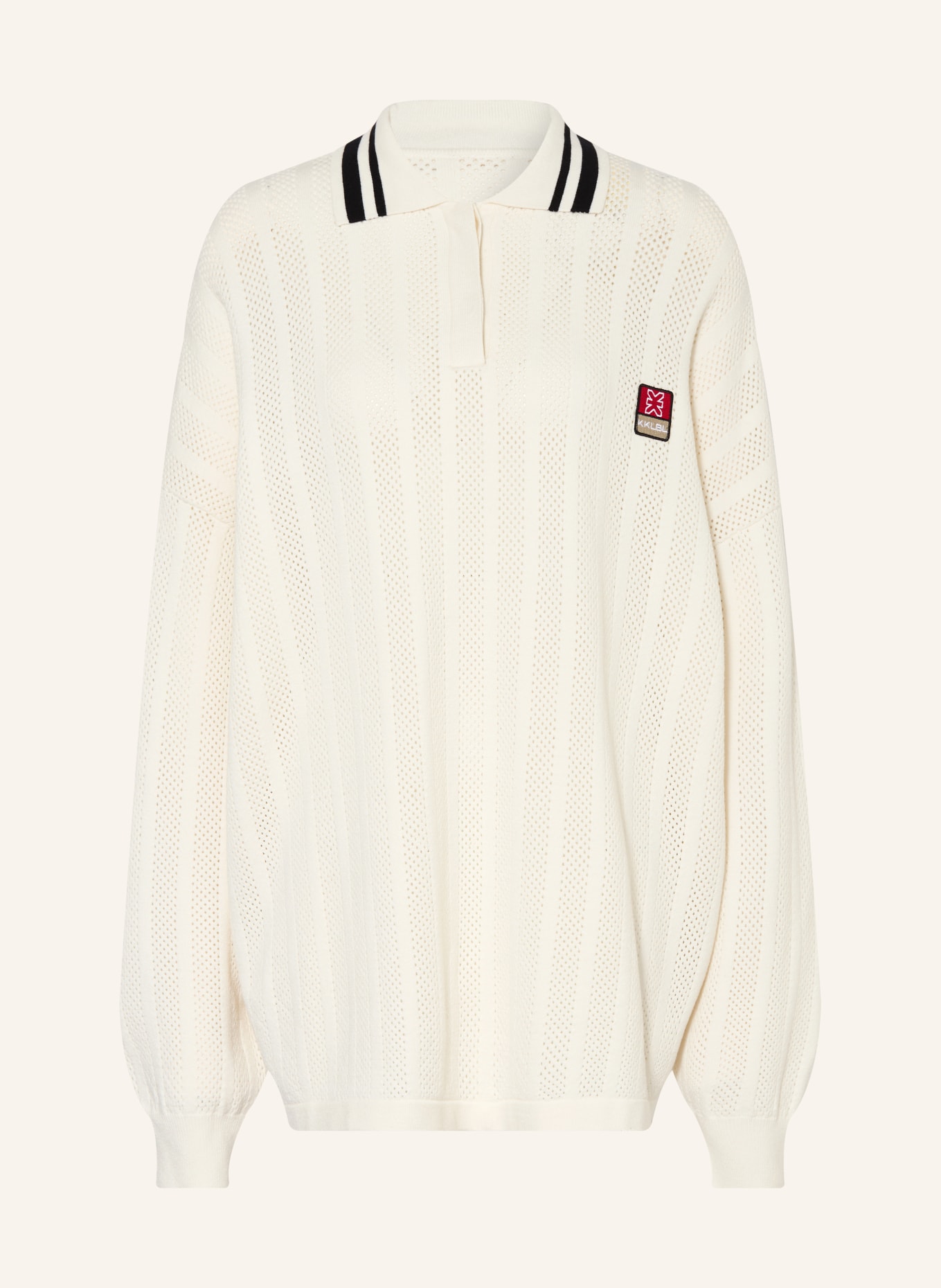KARO KAUER Knit polo shirt: CREAM / BLACK
