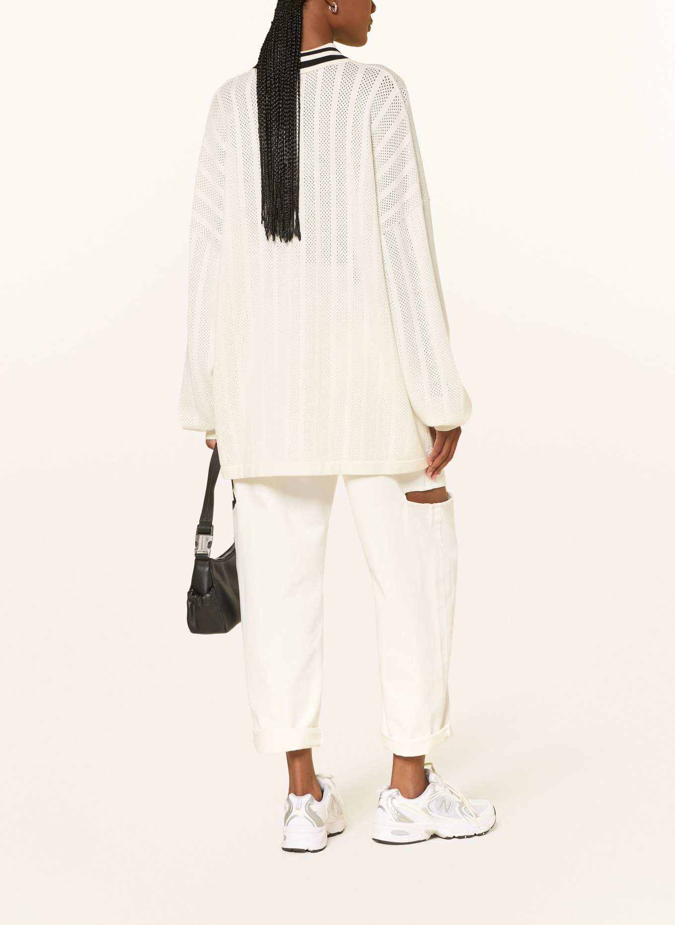 KARO KAUER Knit polo shirt: CREAM / BLACK