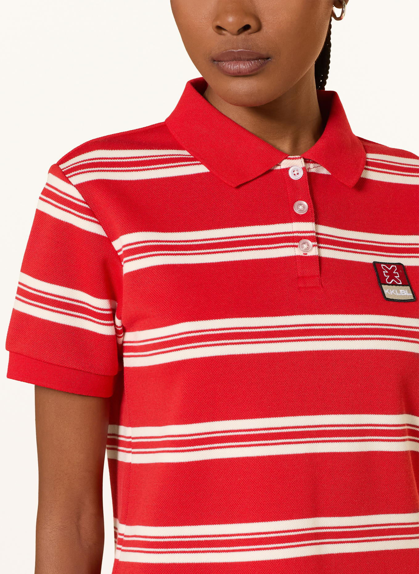 KARO KAUER Piqué-Poloshirt: ROT / CREME