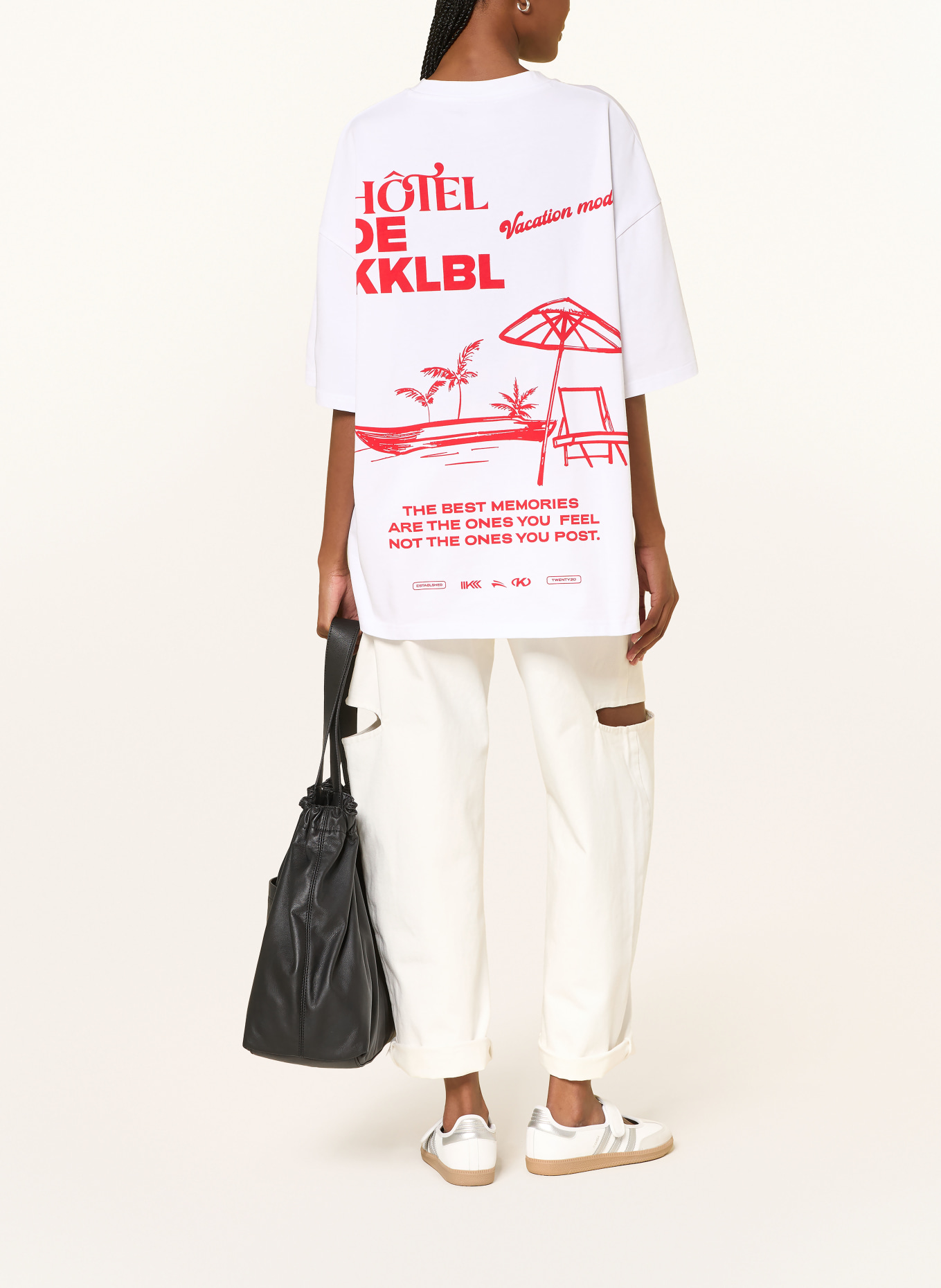 KARO KAUER Oversized-Shirt: WEISS / ROT