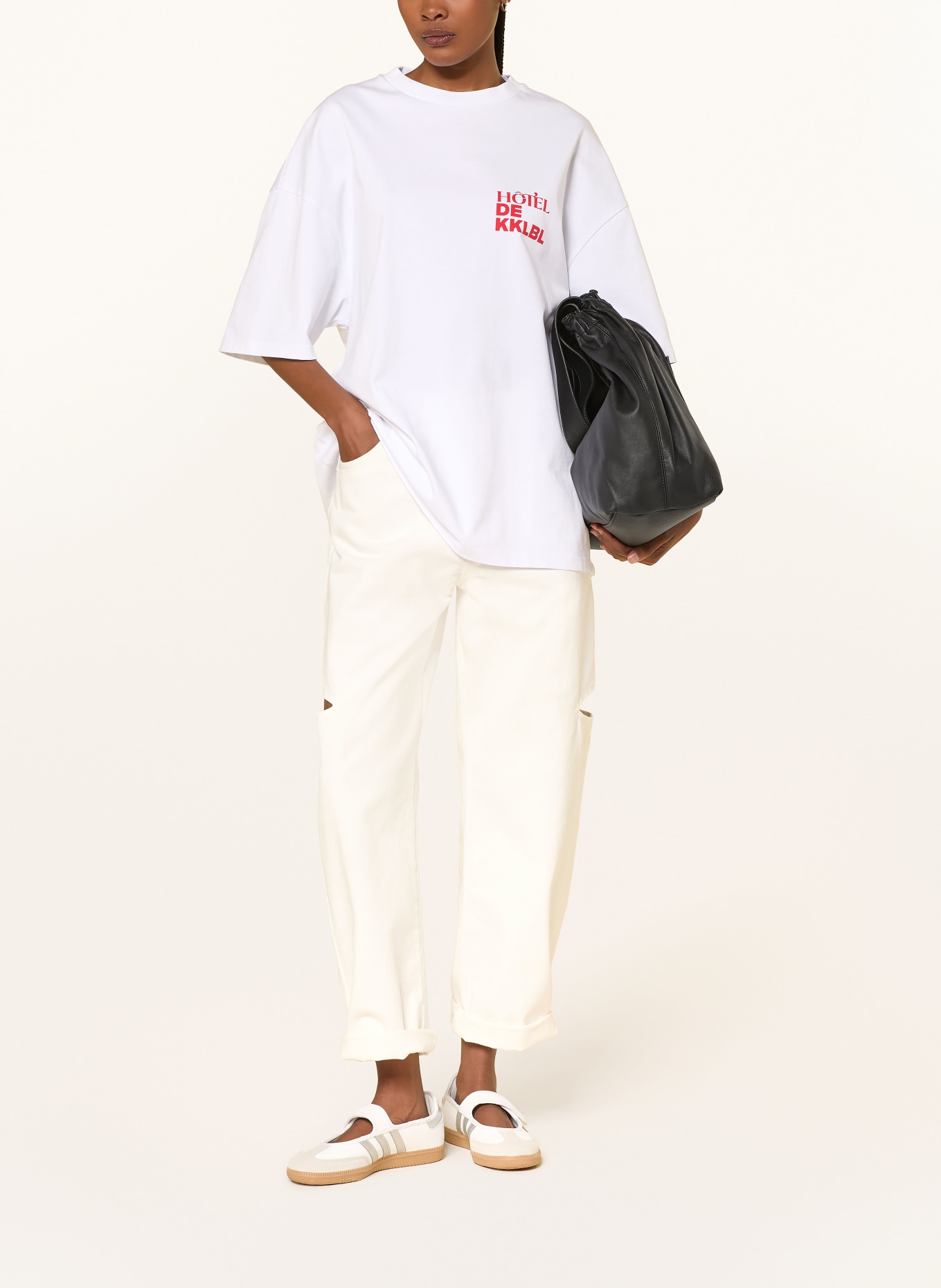 KARO KAUER Oversized-Shirt: WEISS / ROT