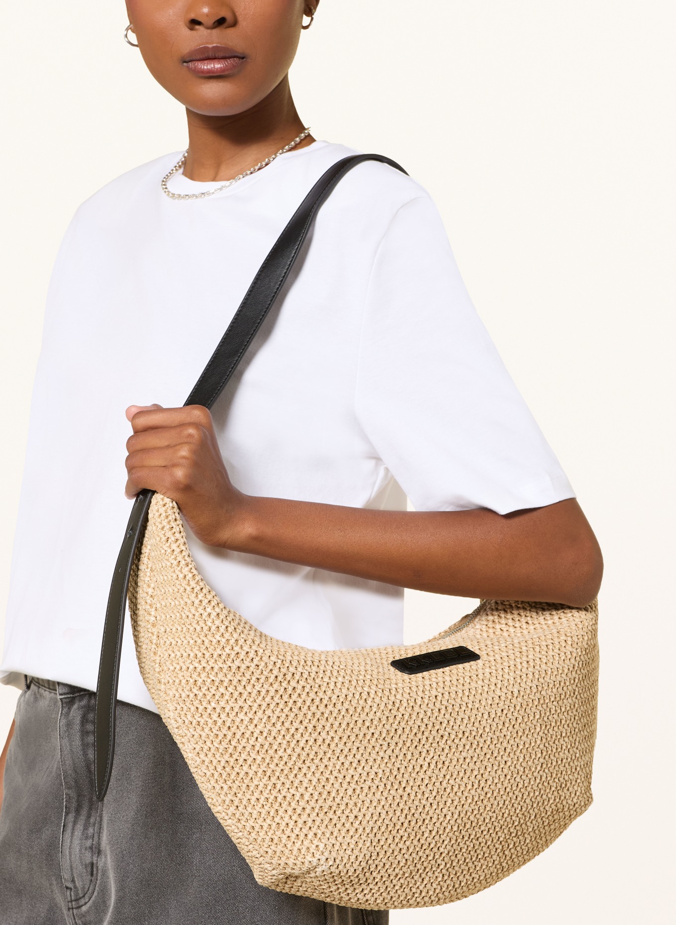 KARO KAUER Sac à bandoulière: BEIGE / ARGENT / NOIR