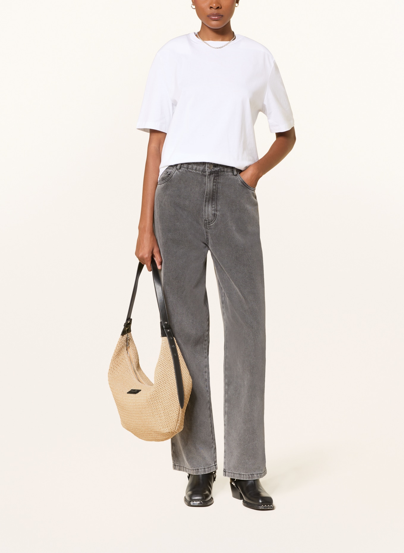 KARO KAUER Sac à bandoulière: BEIGE / ARGENT / NOIR