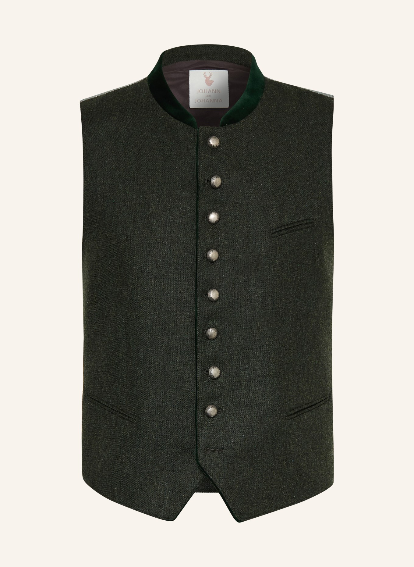 Johann & Johanna Traditional vest made of merino wool: DARK GREEN / LIGHT GREEN