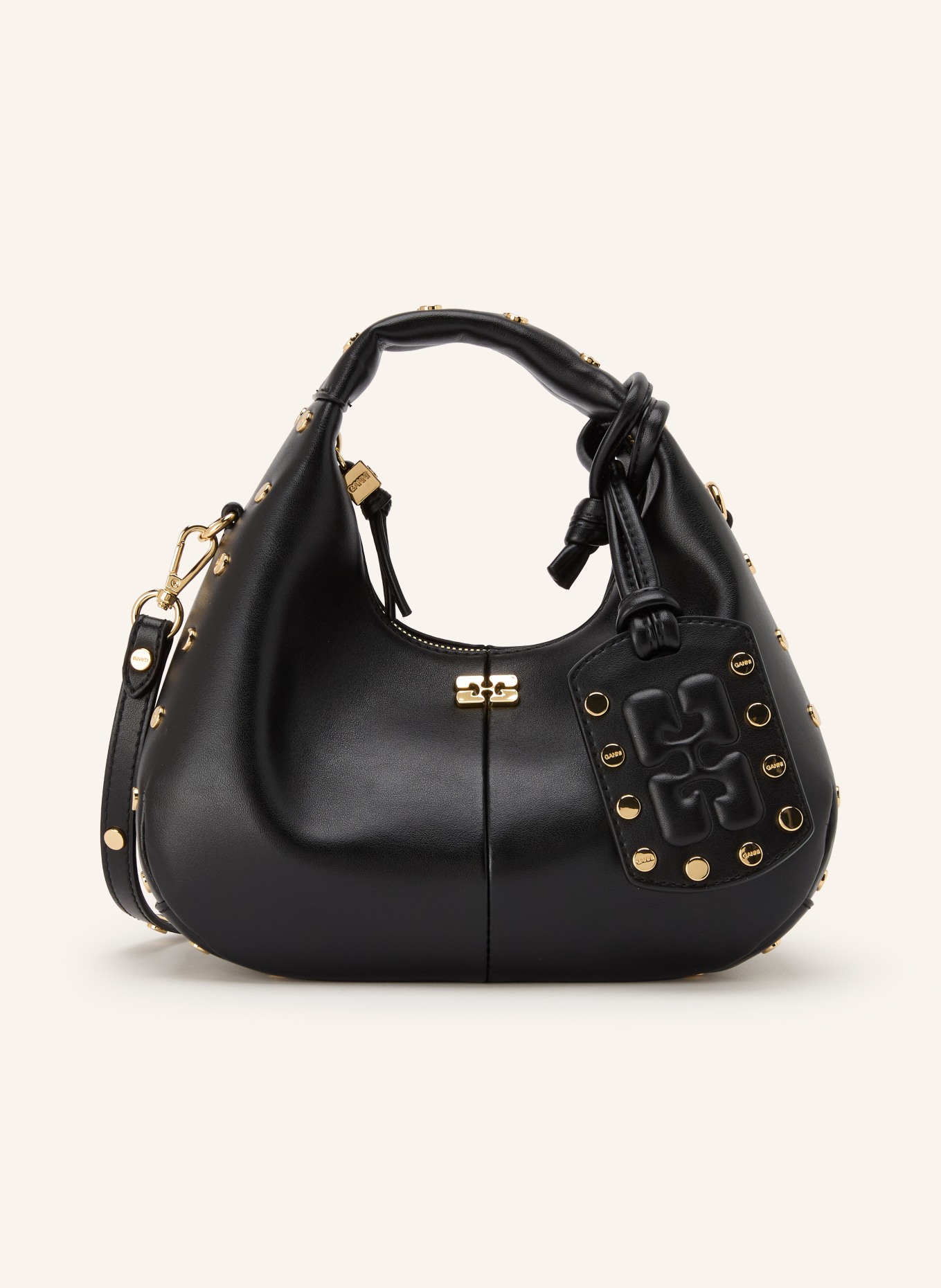 GANNI Handtasche mit Nieten: SCHWARZ