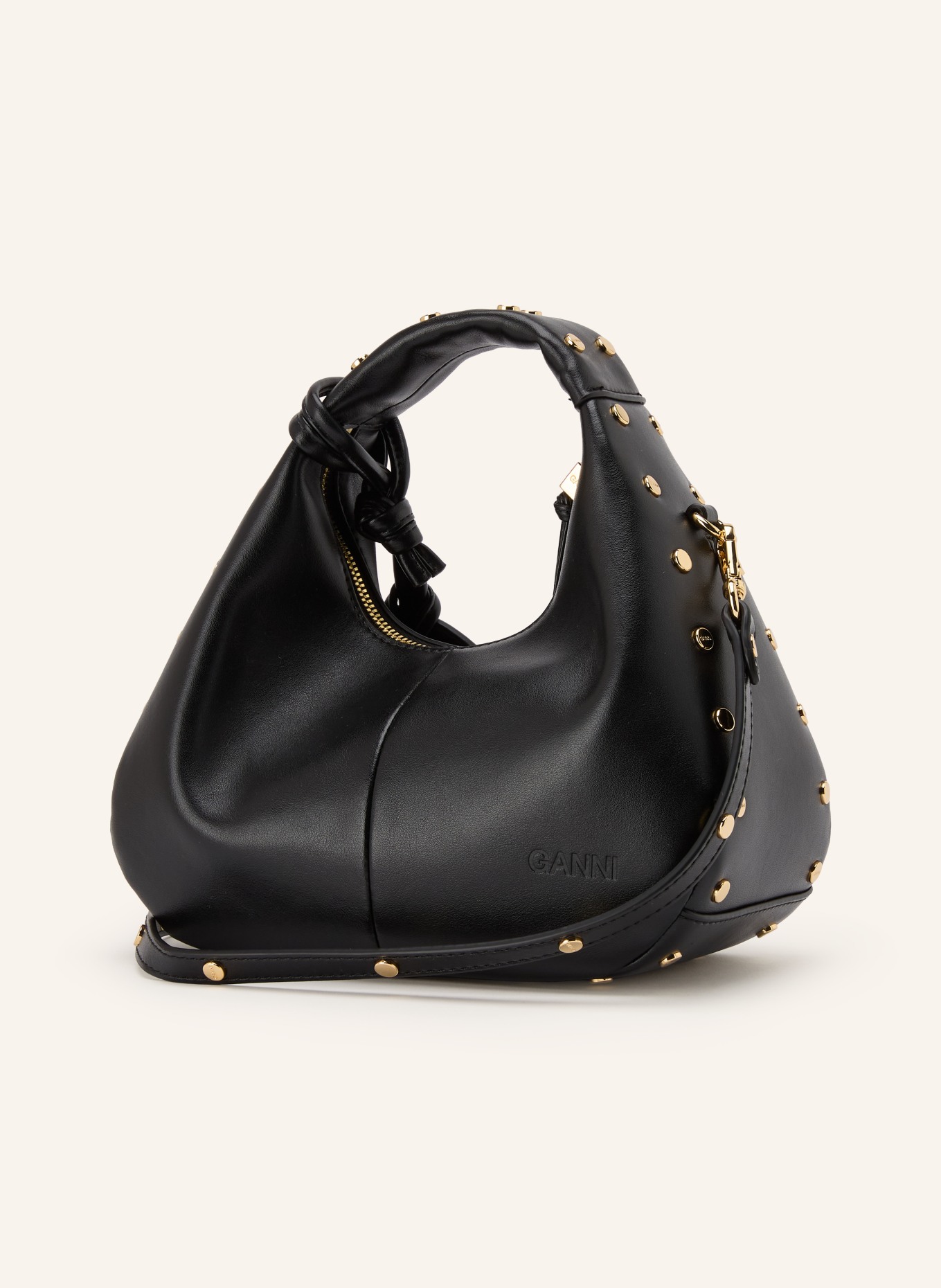 GANNI Handtasche mit Nieten: SCHWARZ